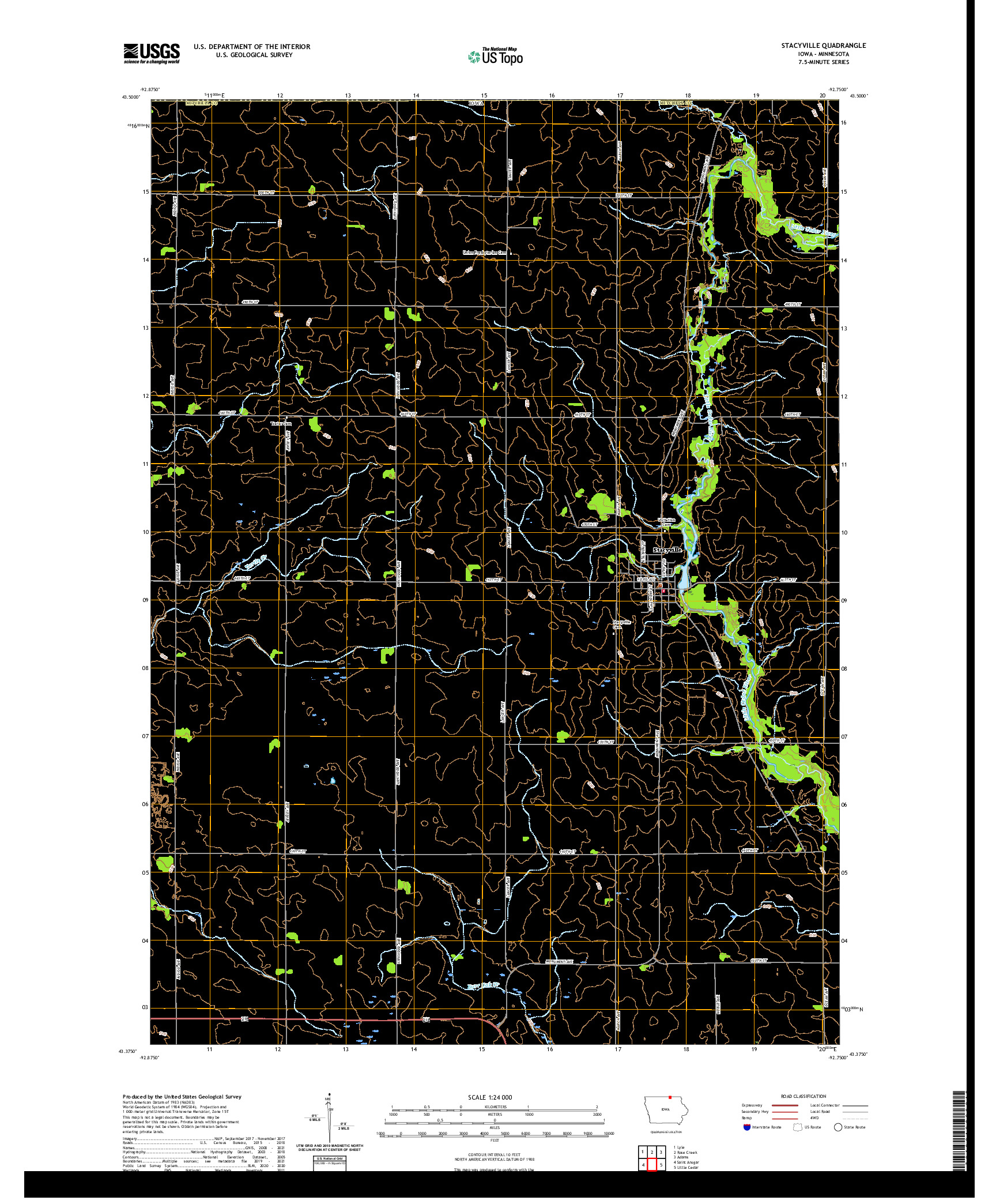 US TOPO 7.5-MINUTE MAP FOR STACYVILLE, IA,MN