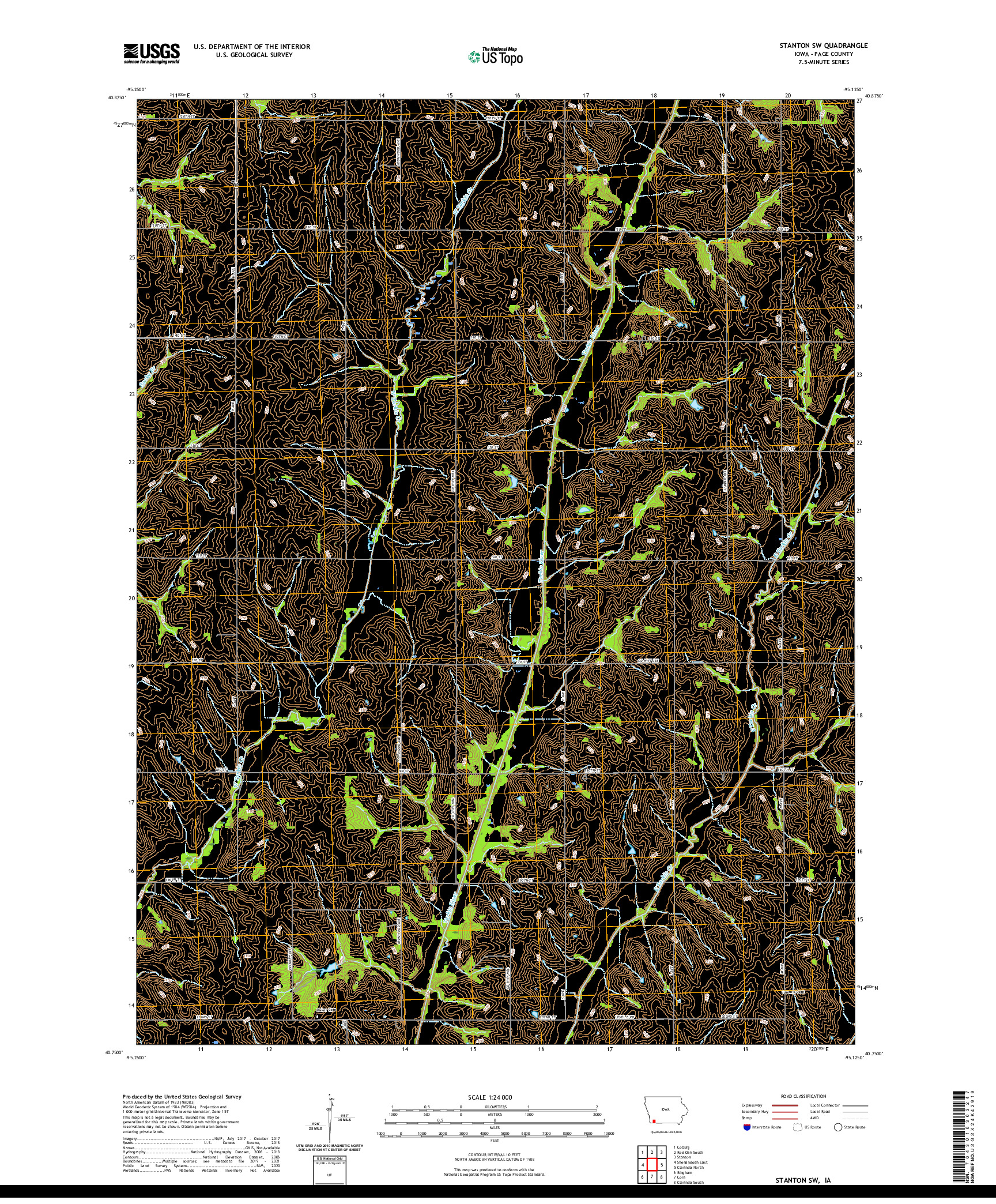 US TOPO 7.5-MINUTE MAP FOR STANTON SW, IA