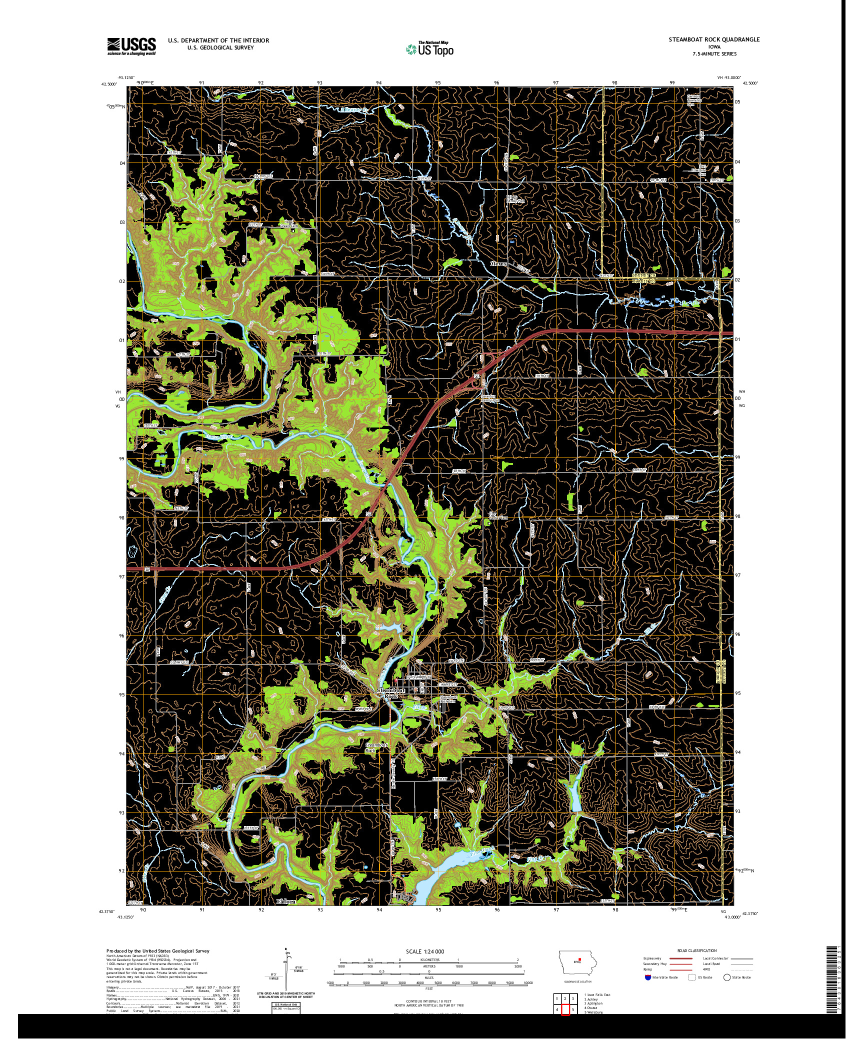 US TOPO 7.5-MINUTE MAP FOR STEAMBOAT ROCK, IA