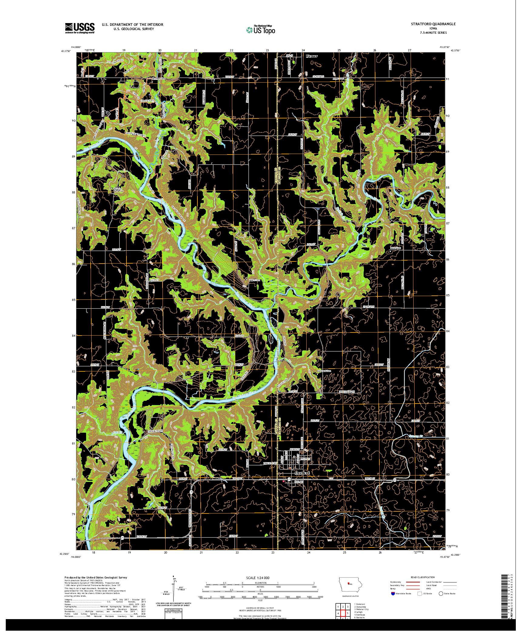 US TOPO 7.5-MINUTE MAP FOR STRATFORD, IA