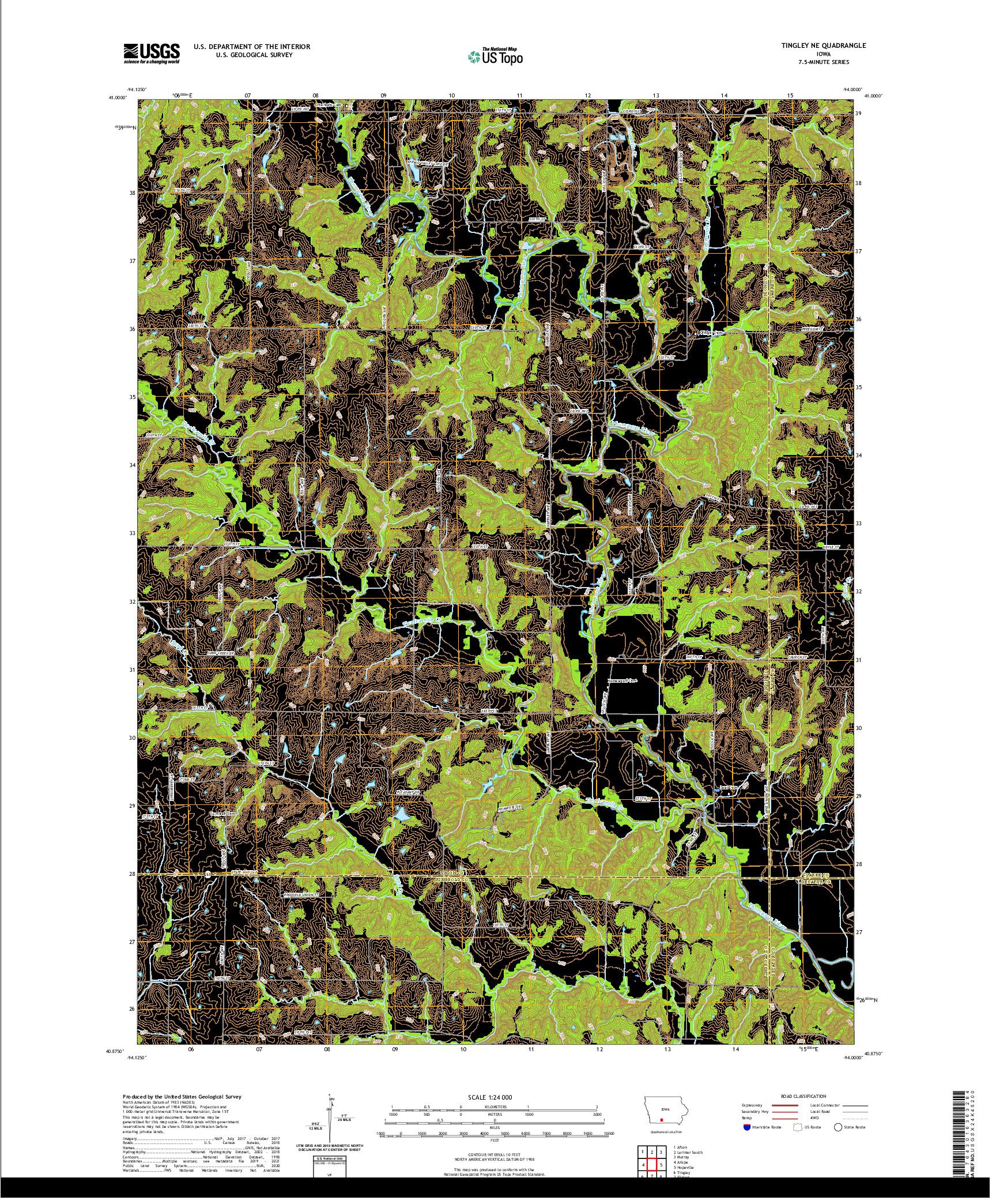 US TOPO 7.5-MINUTE MAP FOR TINGLEY NE, IA