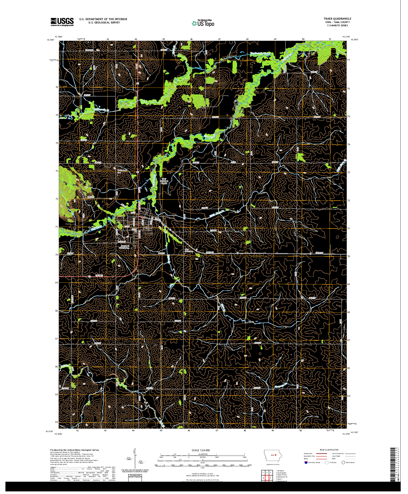 US TOPO 7.5-MINUTE MAP FOR TRAER, IA