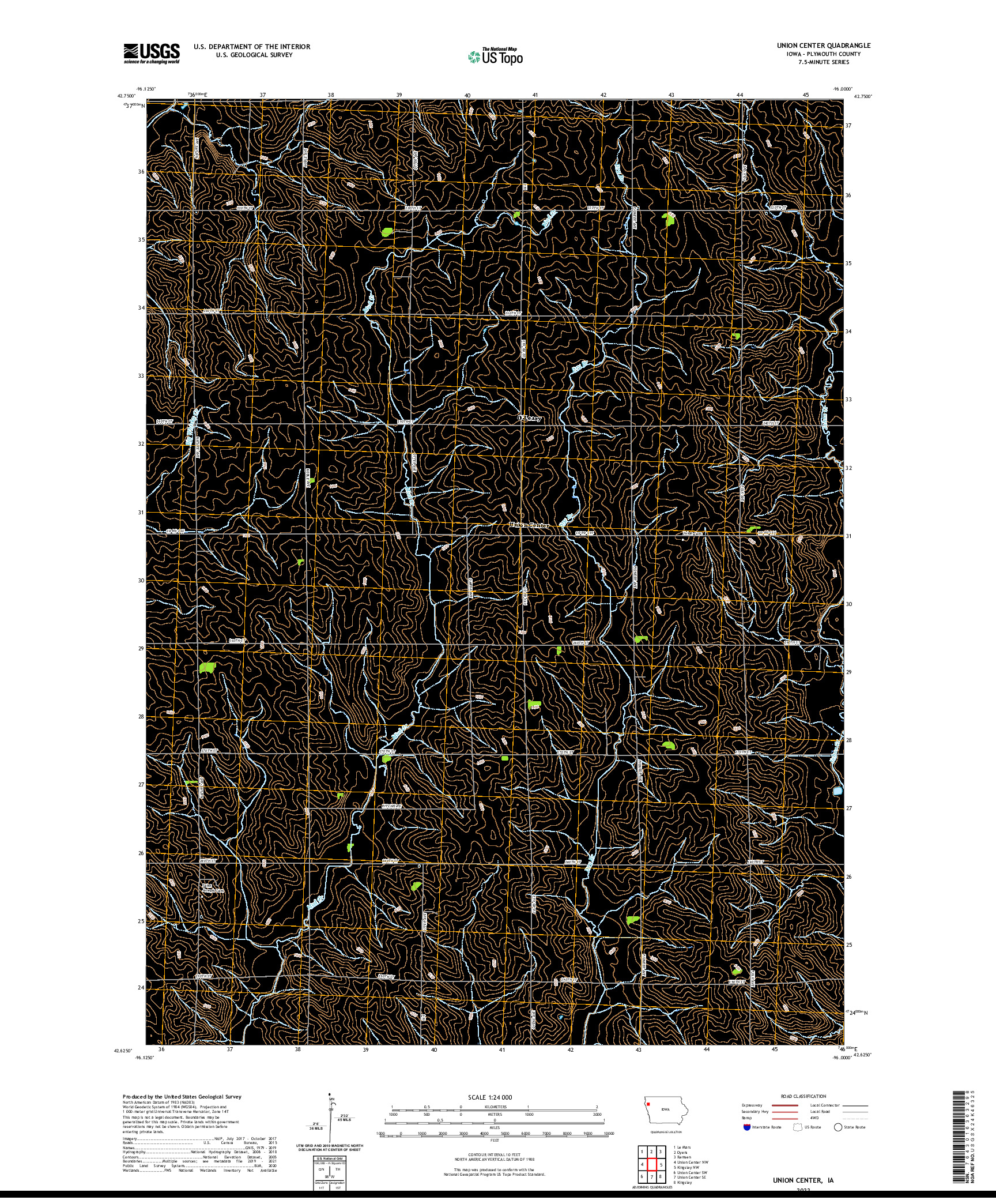 US TOPO 7.5-MINUTE MAP FOR UNION CENTER, IA