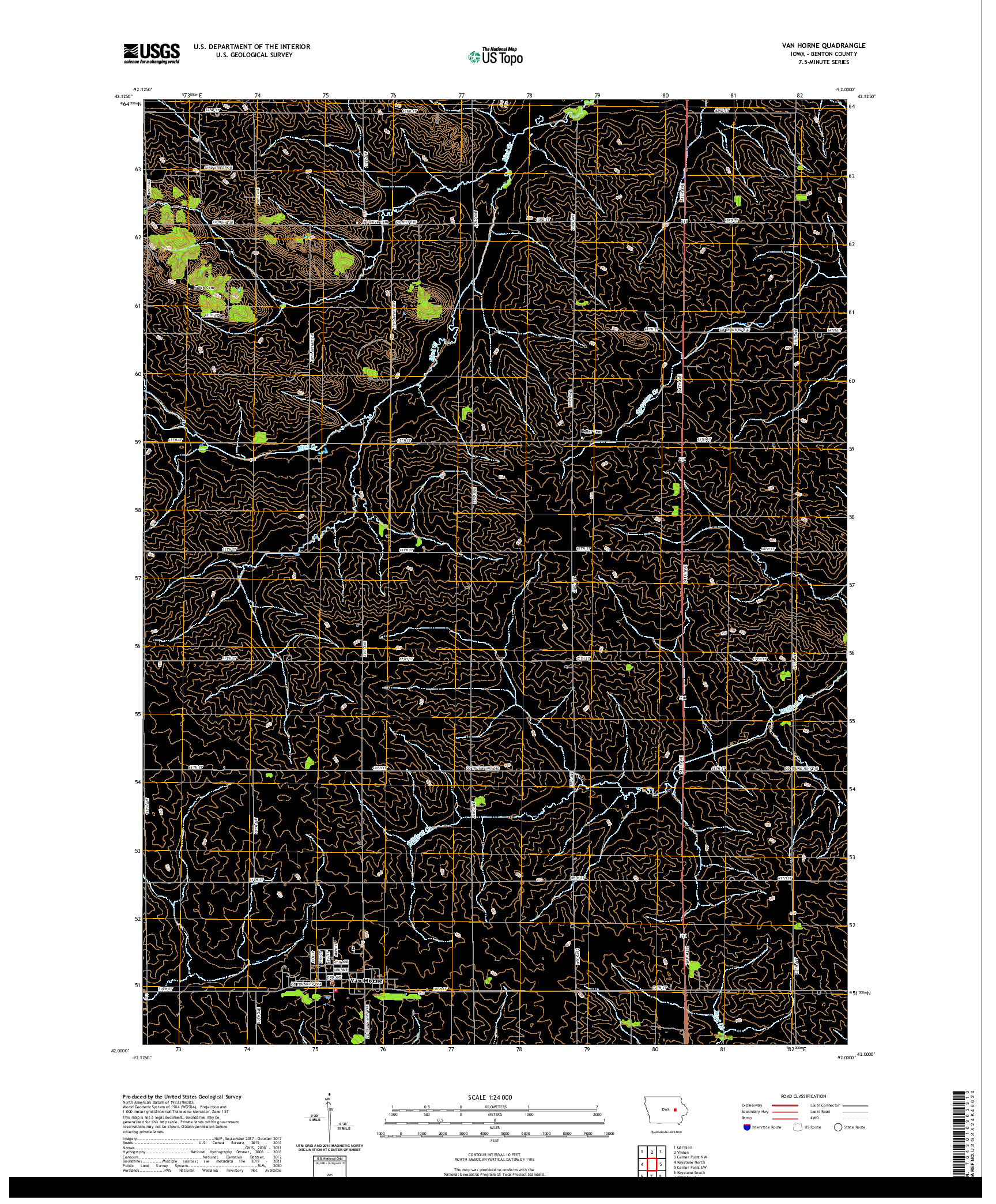 US TOPO 7.5-MINUTE MAP FOR VAN HORNE, IA