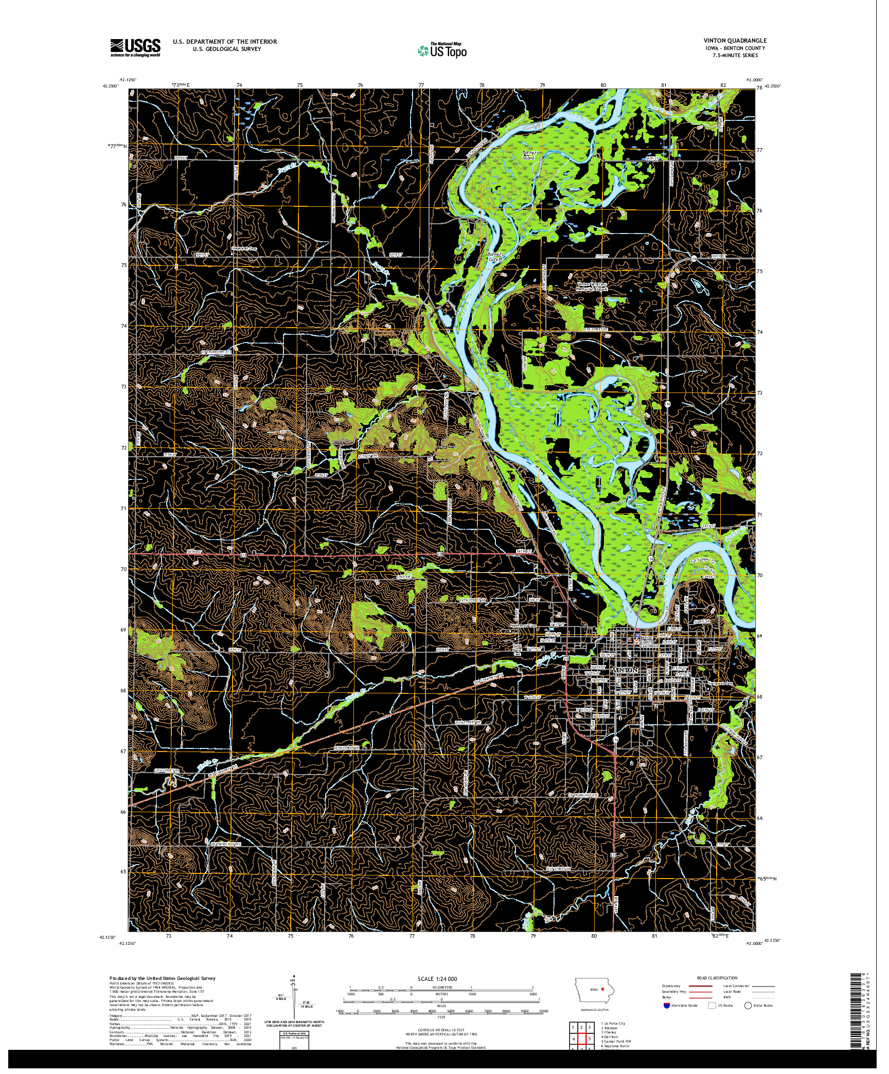 US TOPO 7.5-MINUTE MAP FOR VINTON, IA