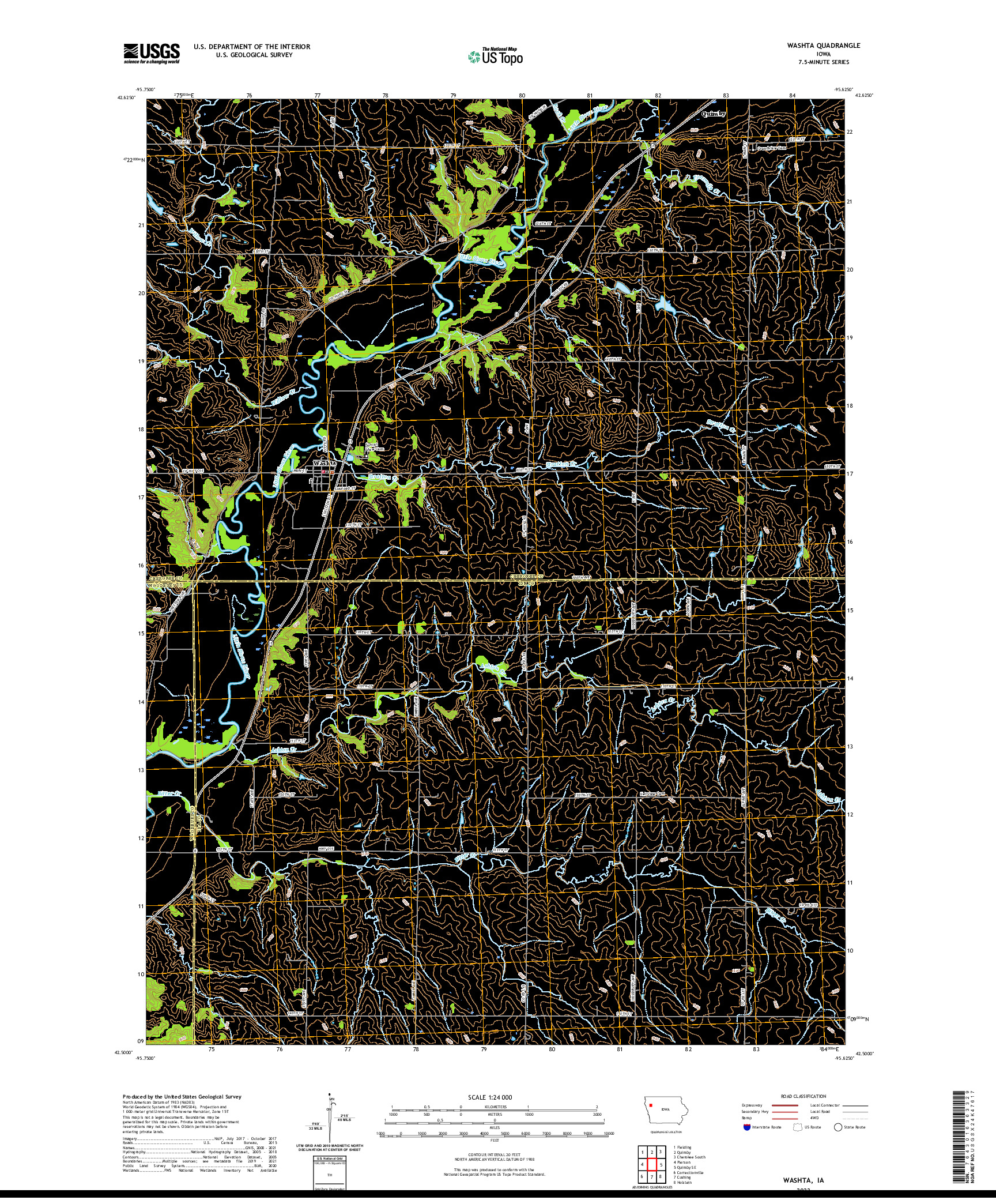 US TOPO 7.5-MINUTE MAP FOR WASHTA, IA