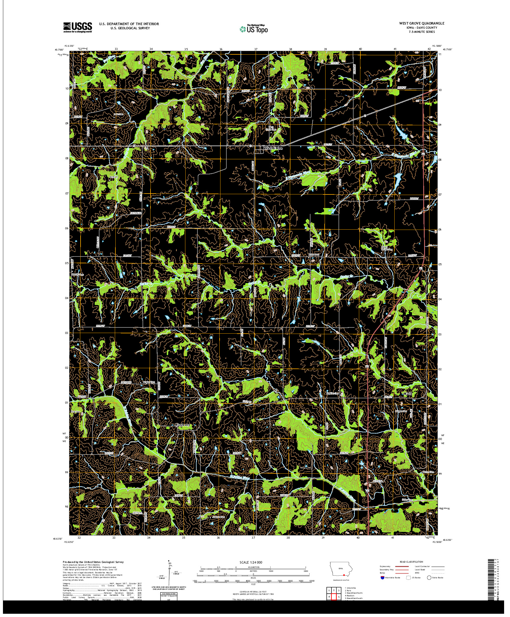 US TOPO 7.5-MINUTE MAP FOR WEST GROVE, IA