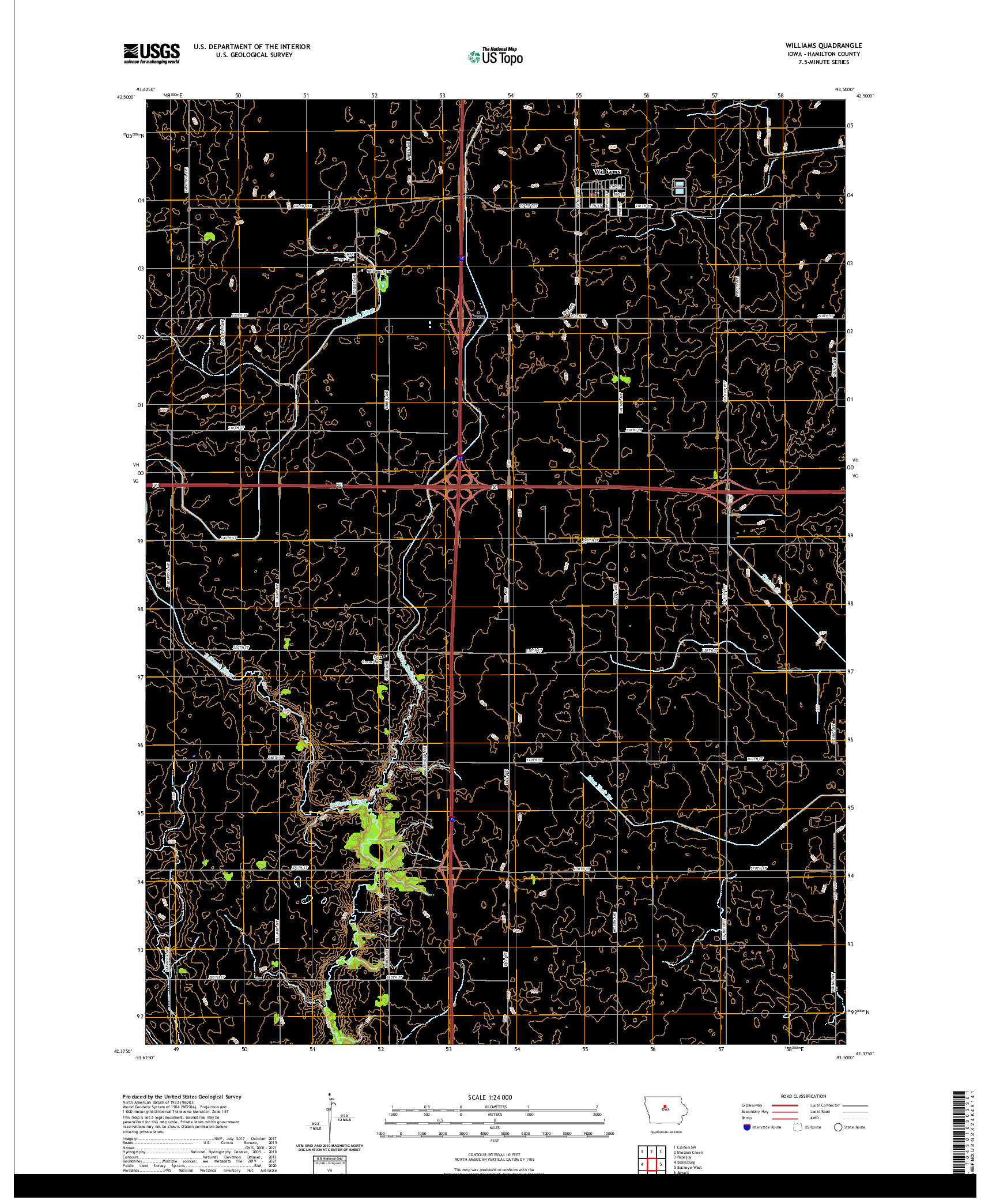 US TOPO 7.5-MINUTE MAP FOR WILLIAMS, IA