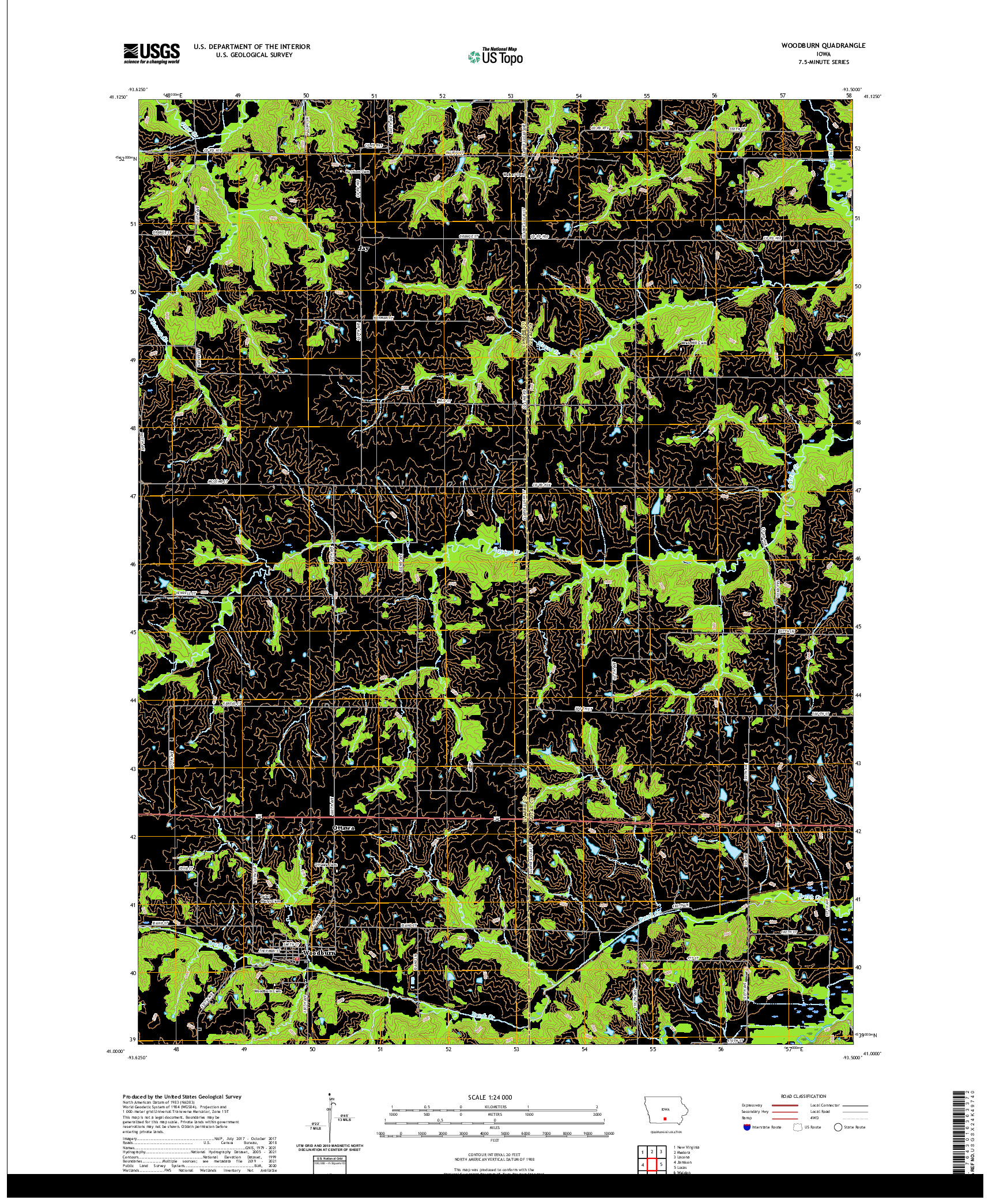 US TOPO 7.5-MINUTE MAP FOR WOODBURN, IA