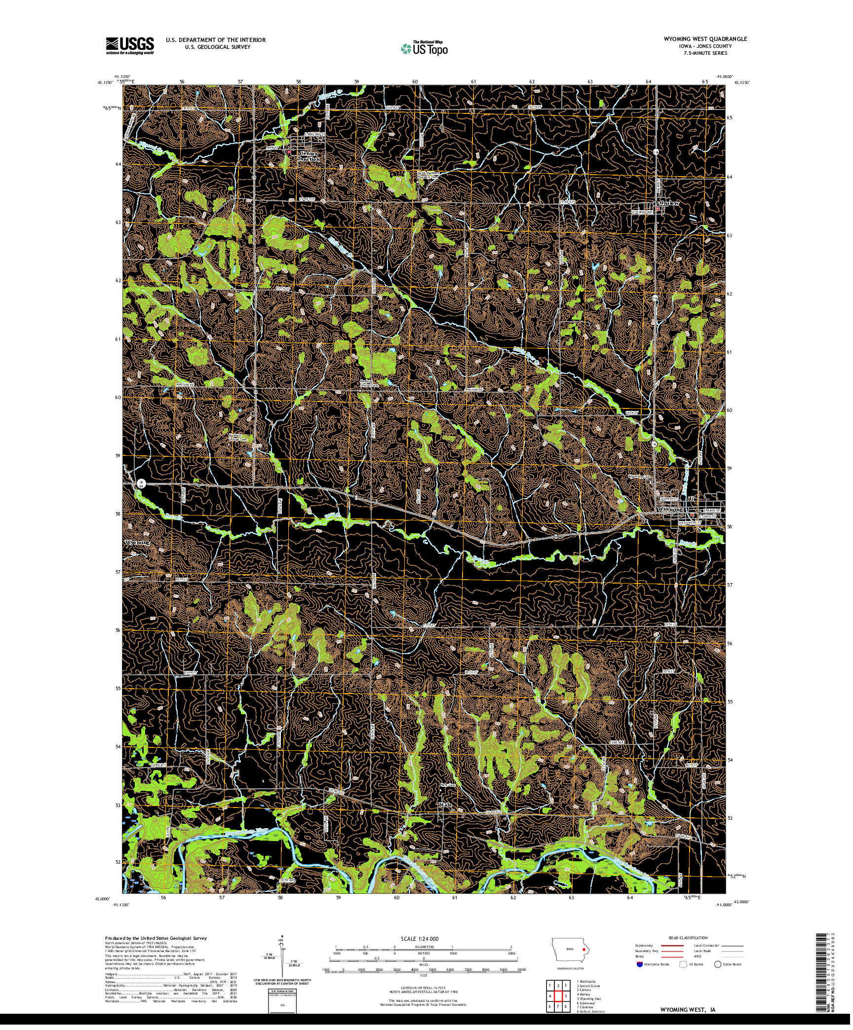 US TOPO 7.5-MINUTE MAP FOR WYOMING WEST, IA