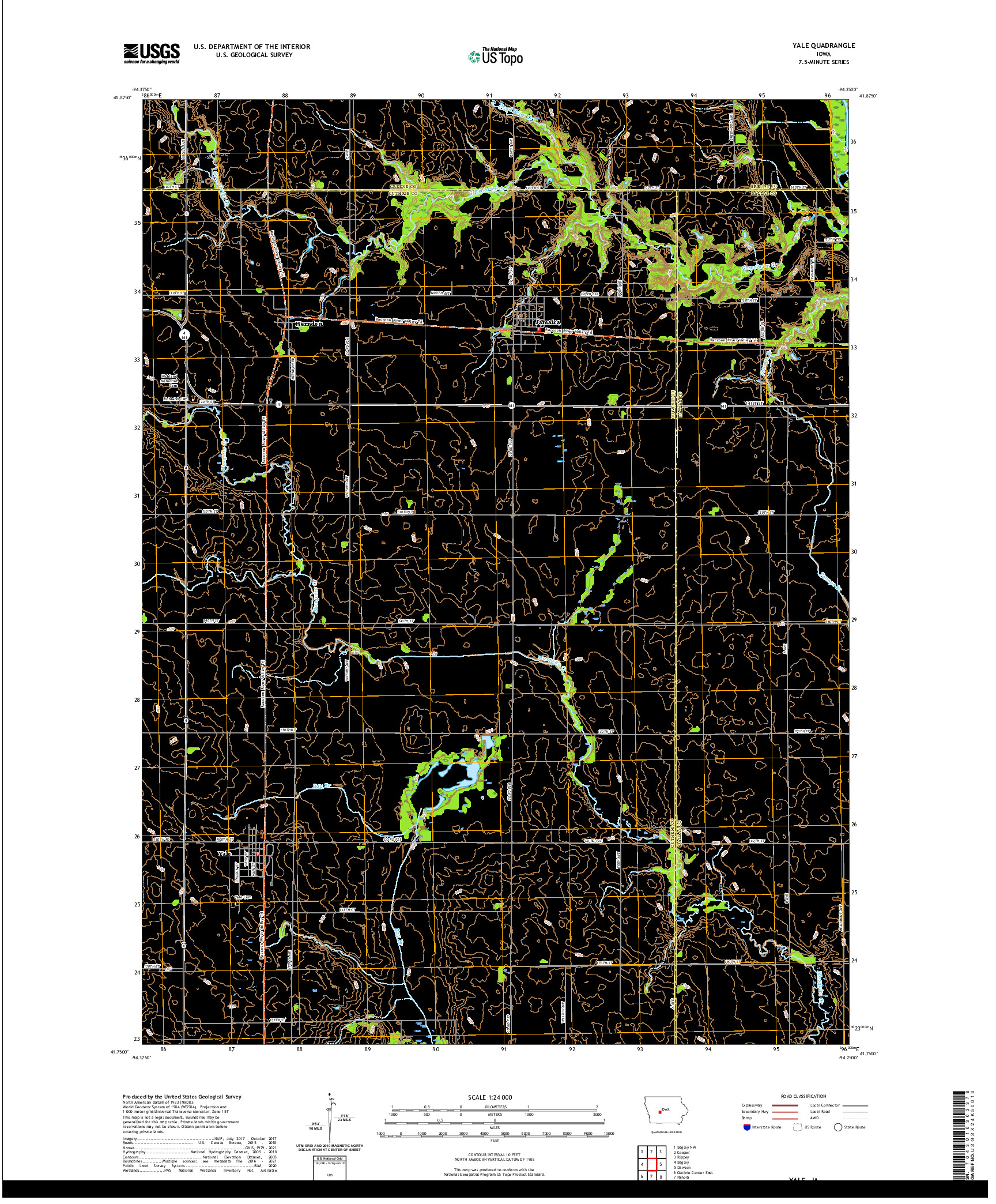 US TOPO 7.5-MINUTE MAP FOR YALE, IA