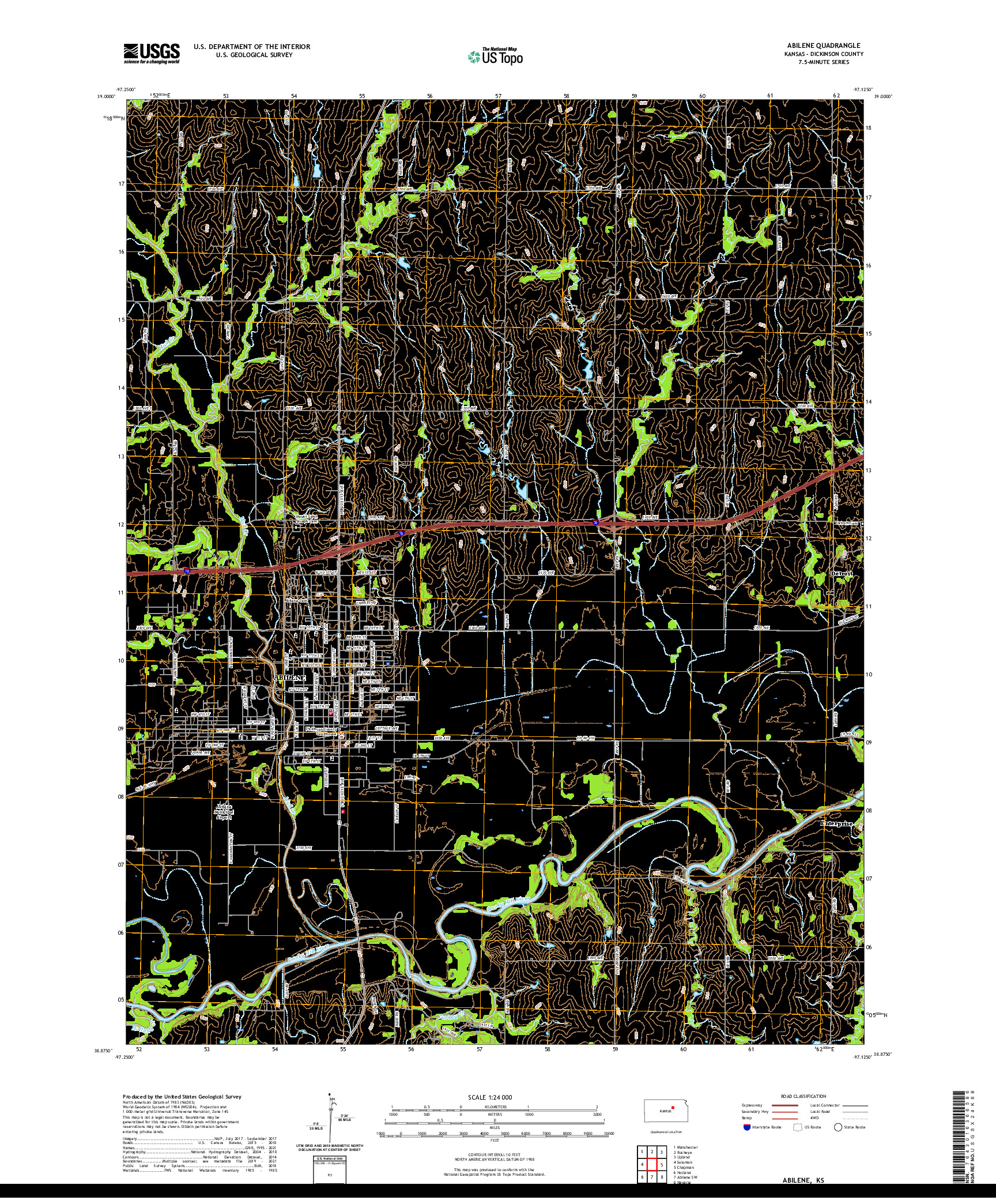 US TOPO 7.5-MINUTE MAP FOR ABILENE, KS