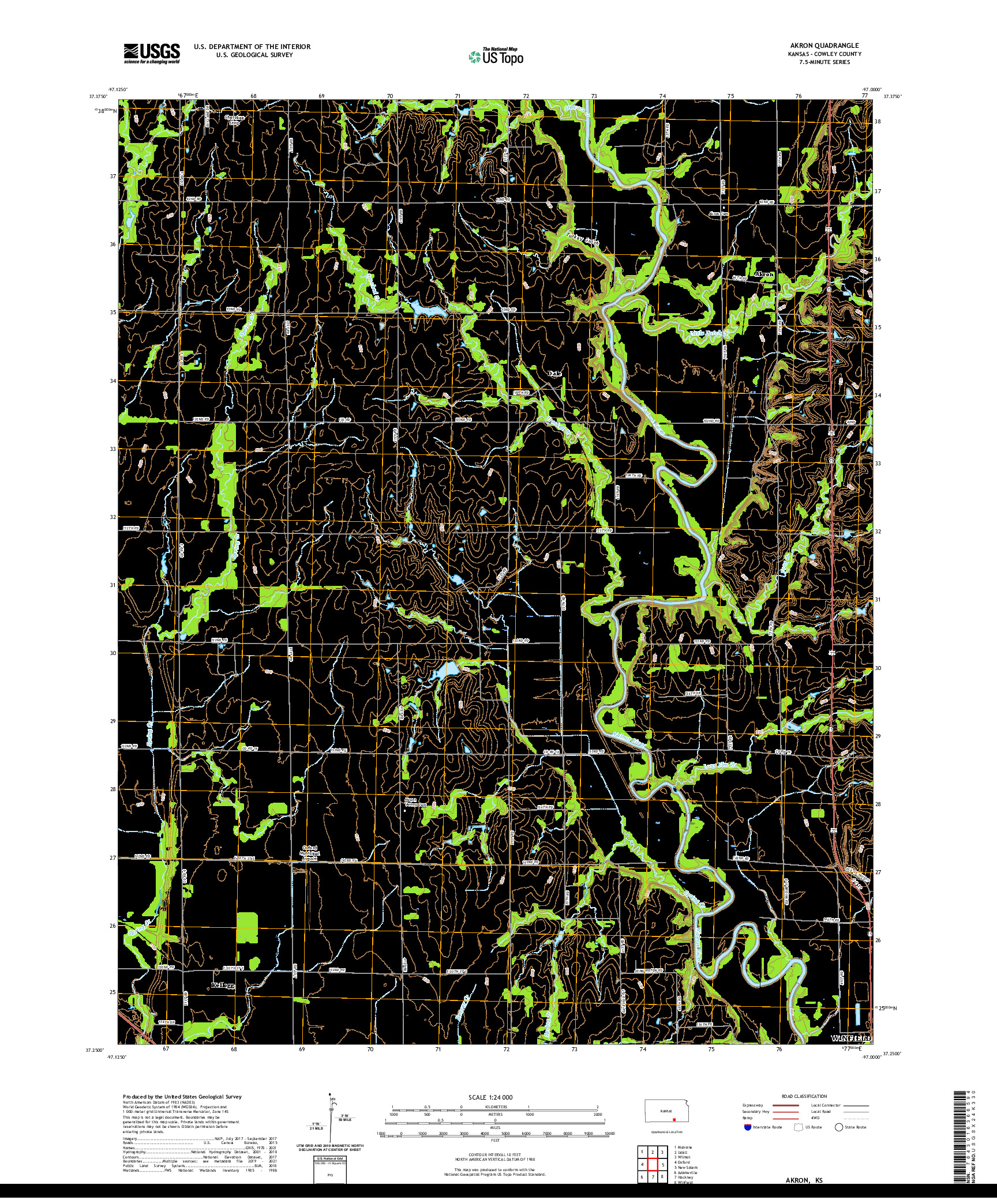 US TOPO 7.5-MINUTE MAP FOR AKRON, KS