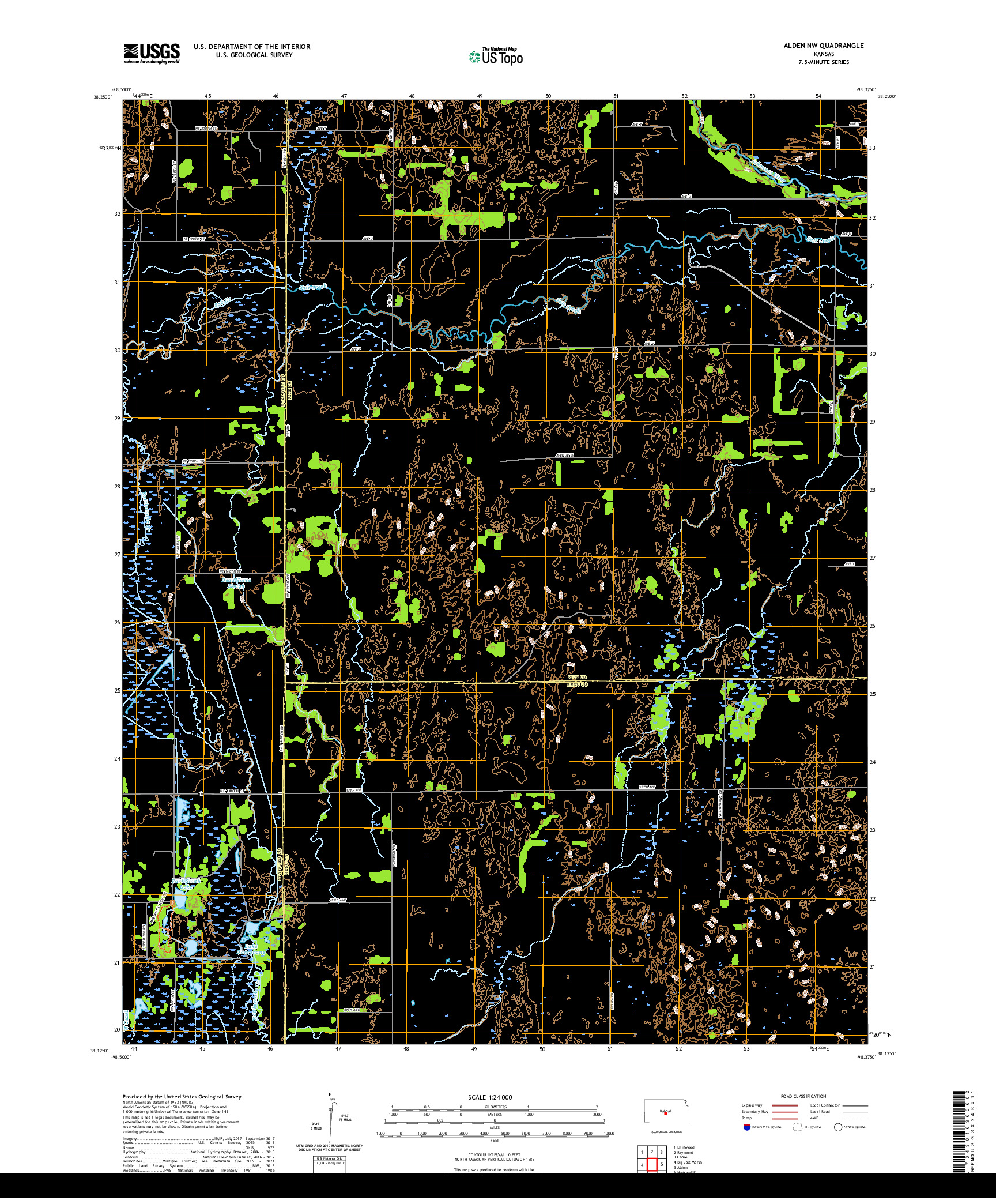 US TOPO 7.5-MINUTE MAP FOR ALDEN NW, KS