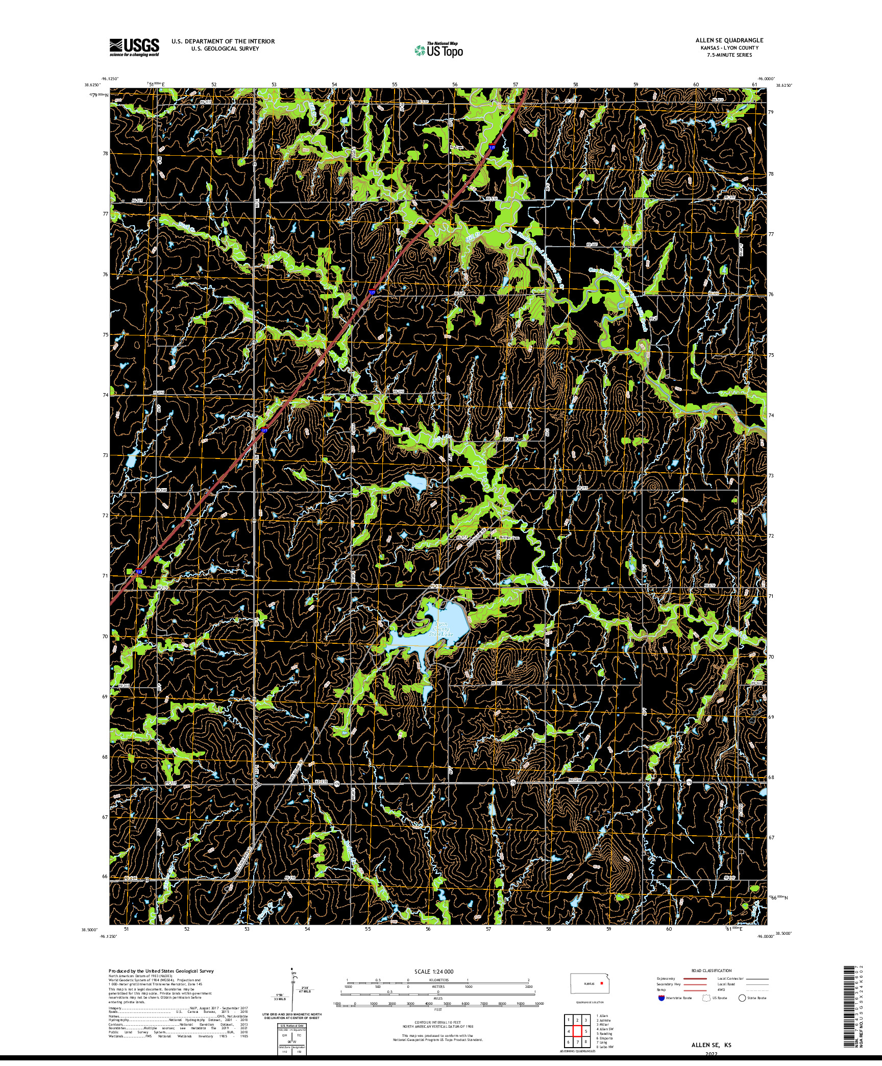 US TOPO 7.5-MINUTE MAP FOR ALLEN SE, KS