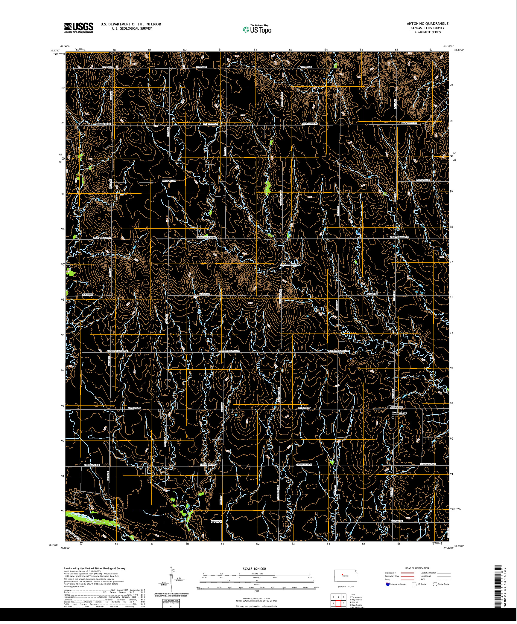 US TOPO 7.5-MINUTE MAP FOR ANTONINO, KS