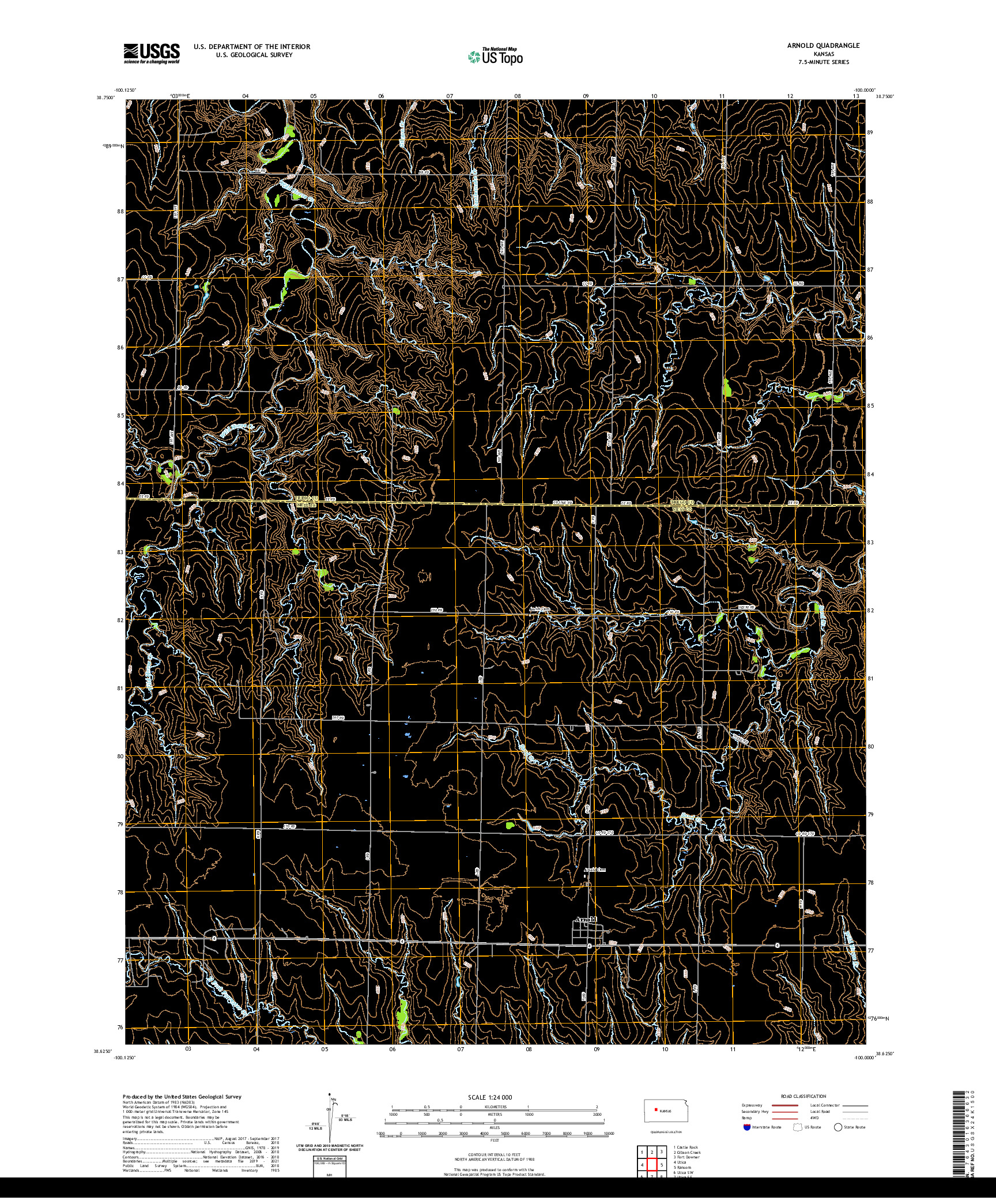 US TOPO 7.5-MINUTE MAP FOR ARNOLD, KS