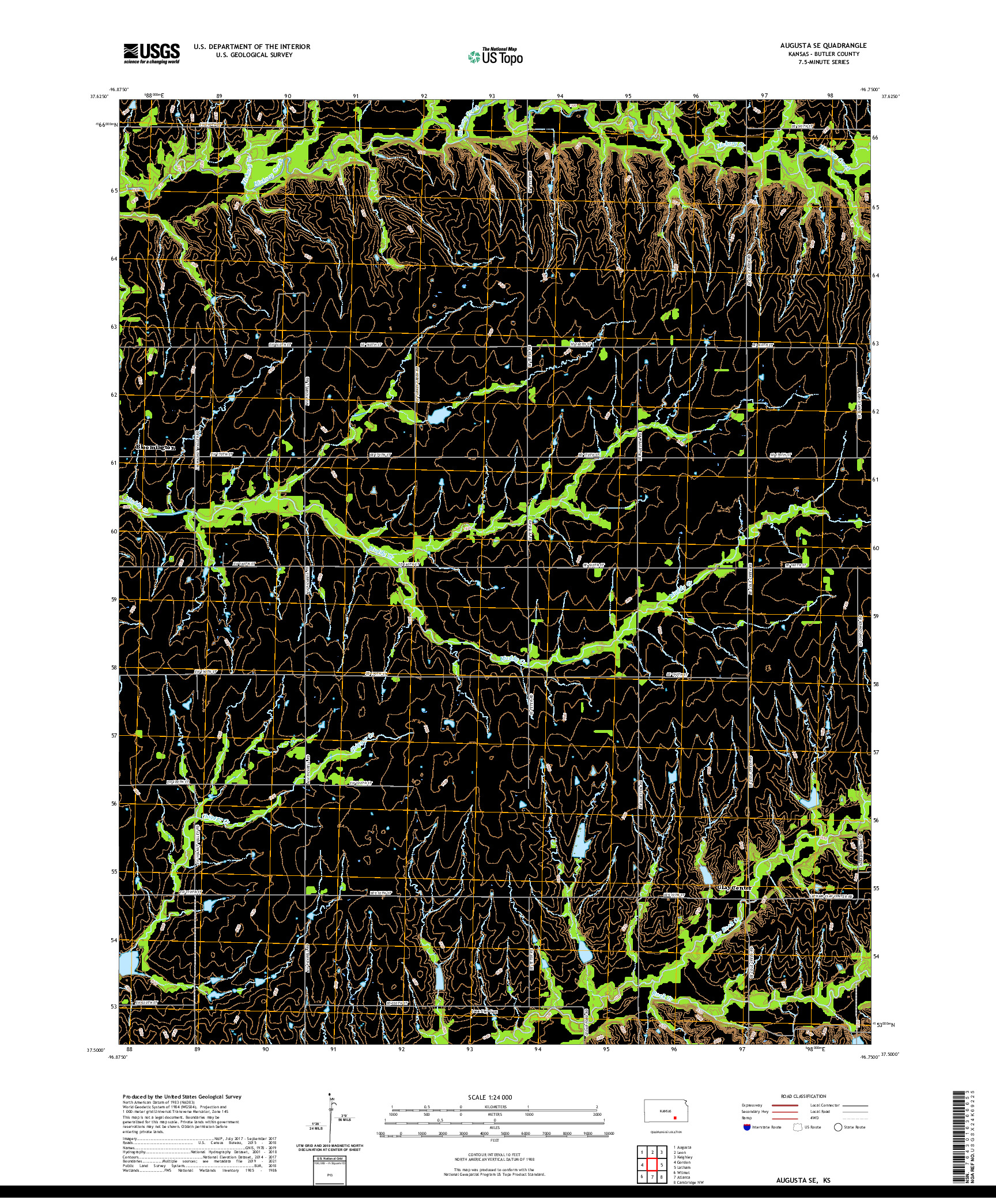 US TOPO 7.5-MINUTE MAP FOR AUGUSTA SE, KS