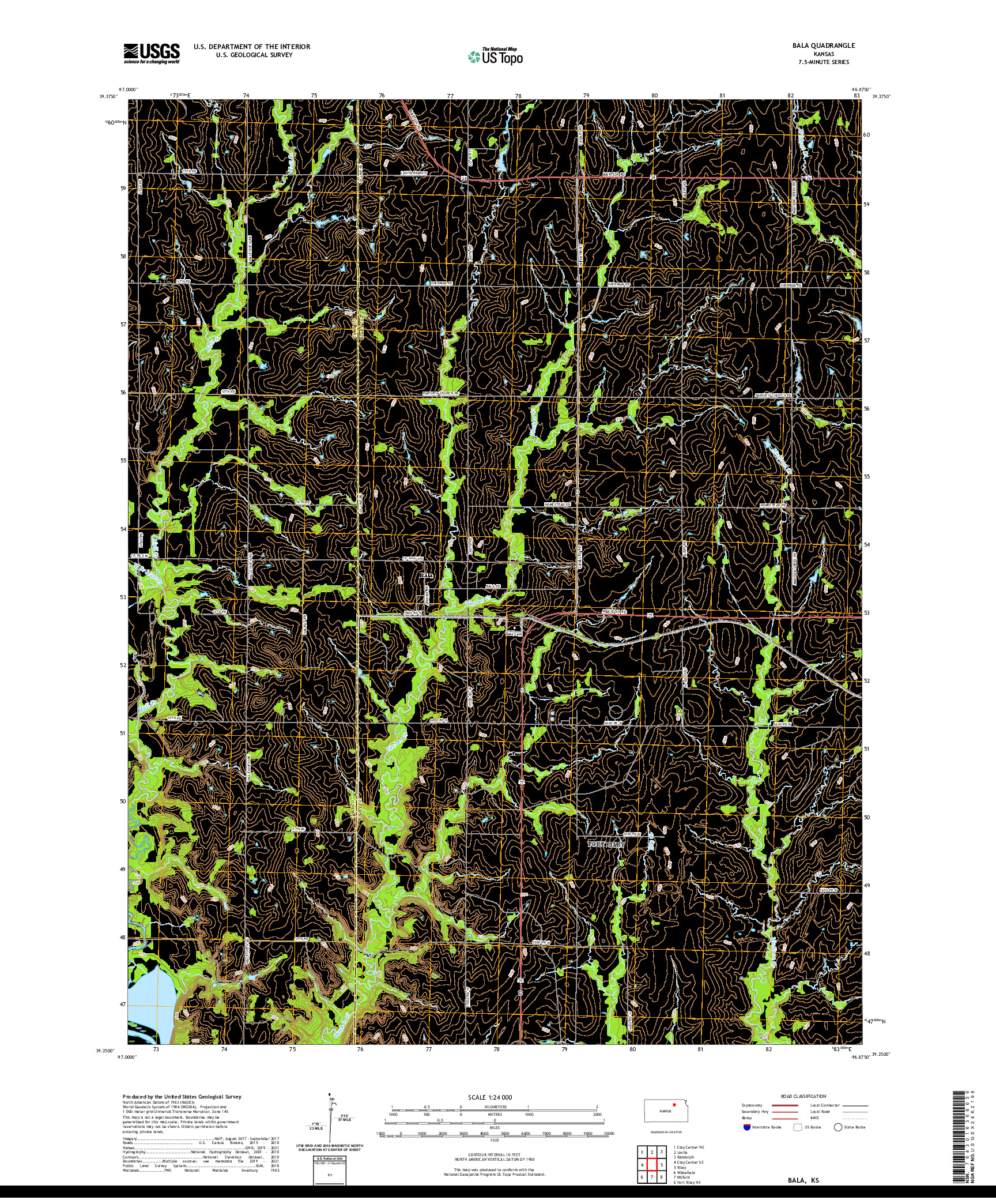 US TOPO 7.5-MINUTE MAP FOR BALA, KS