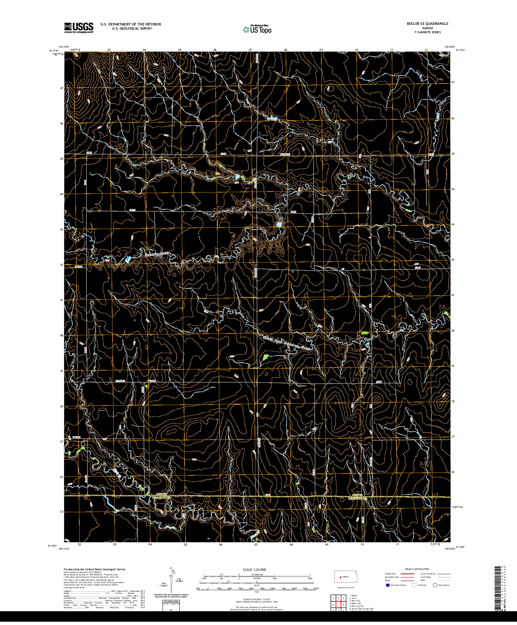 US TOPO 7.5-MINUTE MAP FOR BEELER SE, KS