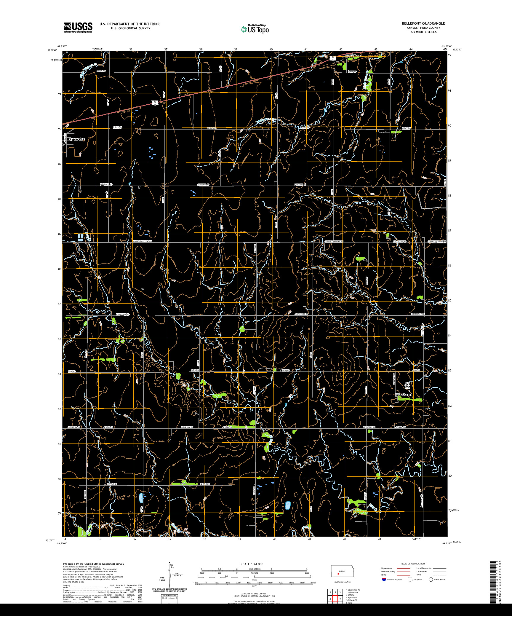 US TOPO 7.5-MINUTE MAP FOR BELLEFONT, KS