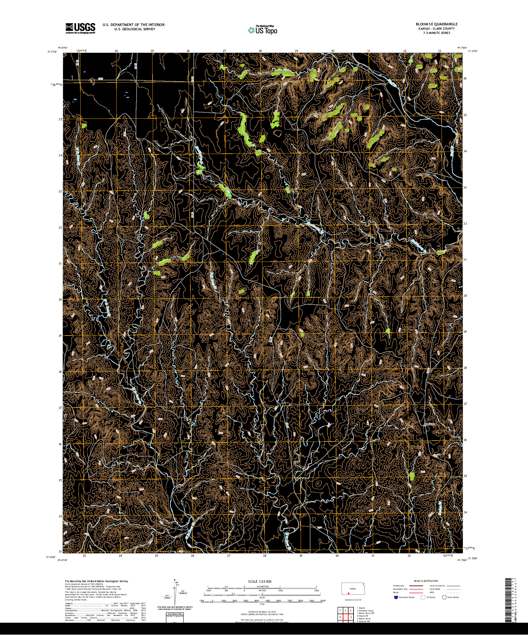 US TOPO 7.5-MINUTE MAP FOR BLOOM SE, KS