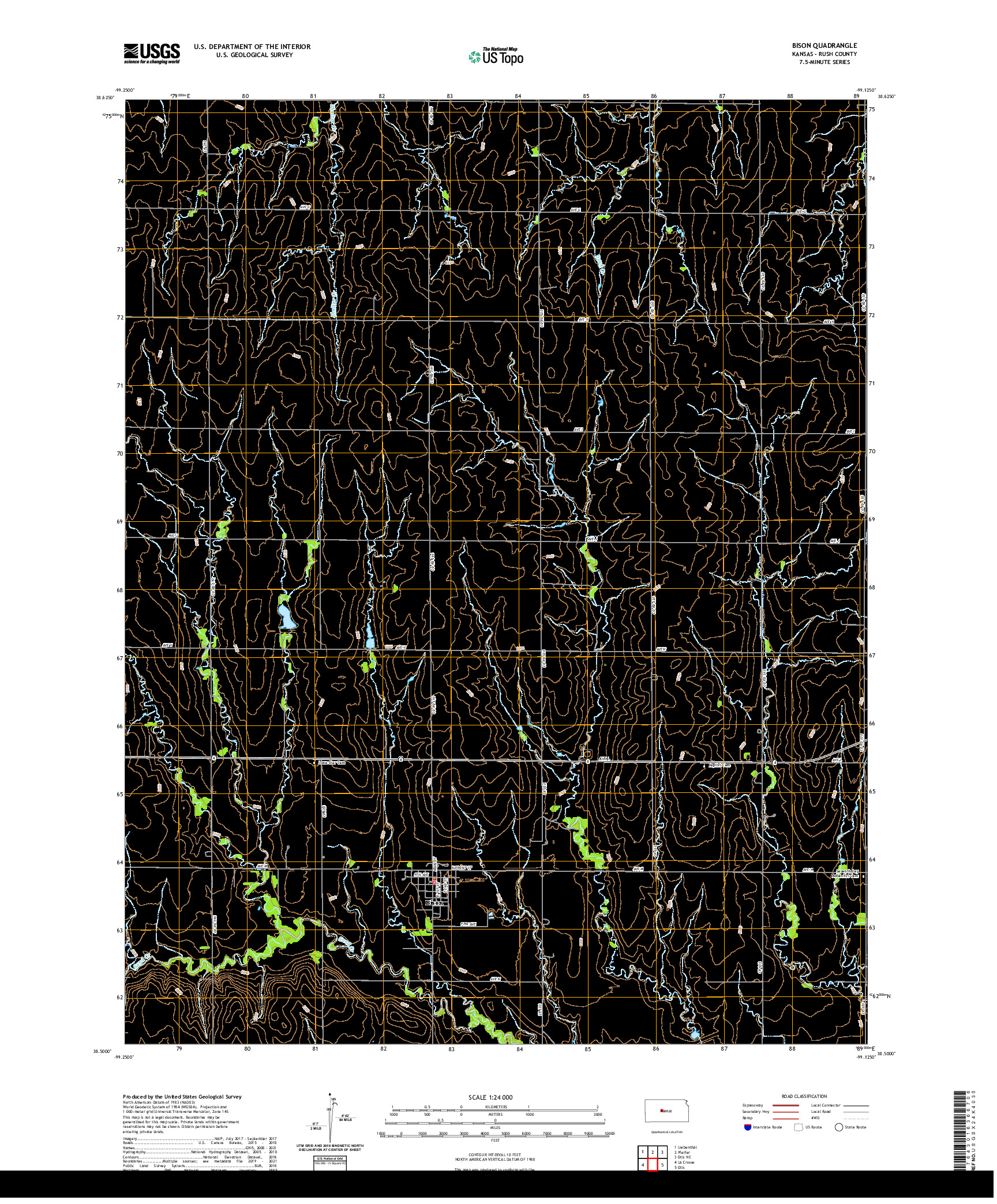 US TOPO 7.5-MINUTE MAP FOR BISON, KS