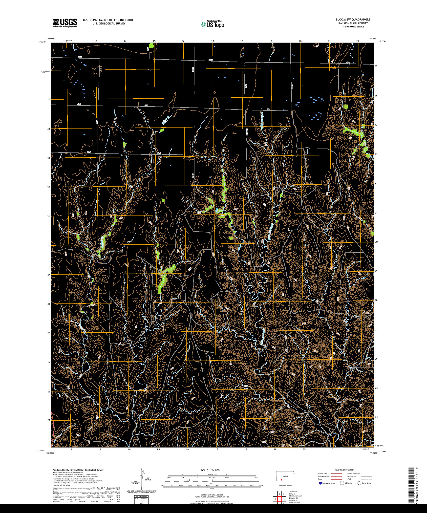 US TOPO 7.5-MINUTE MAP FOR BLOOM SW, KS