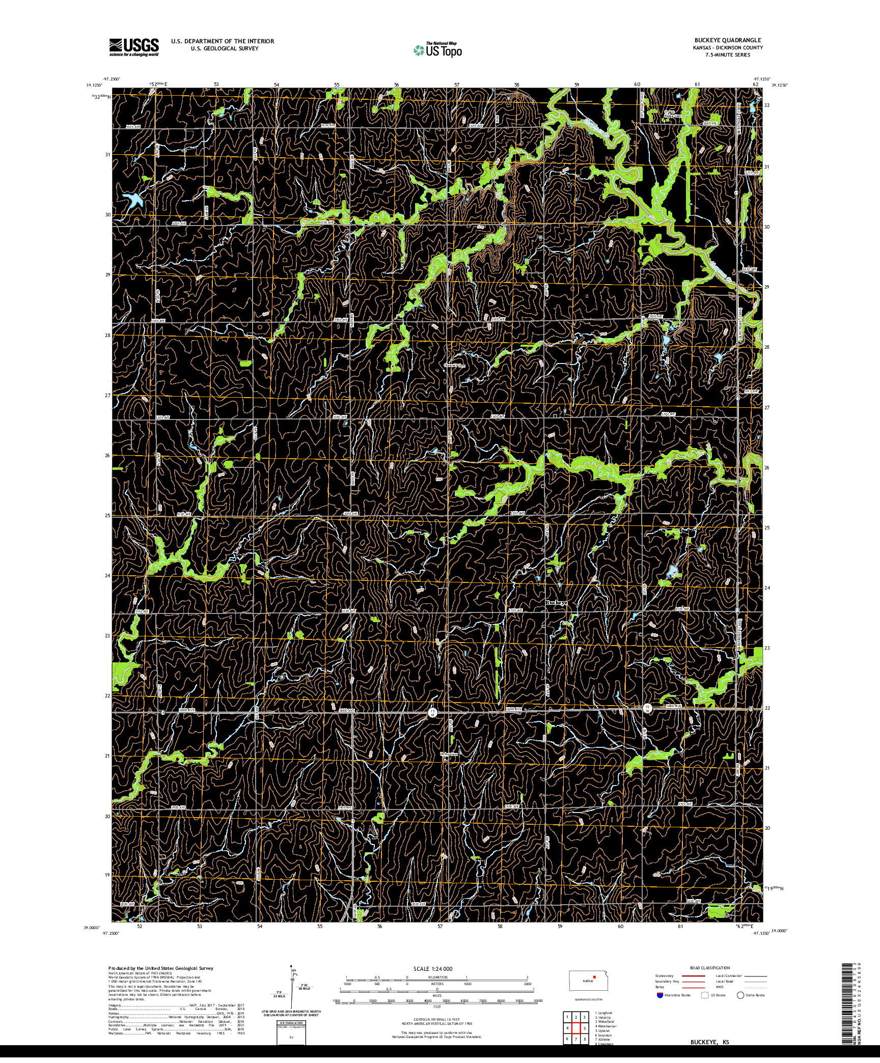 US TOPO 7.5-MINUTE MAP FOR BUCKEYE, KS