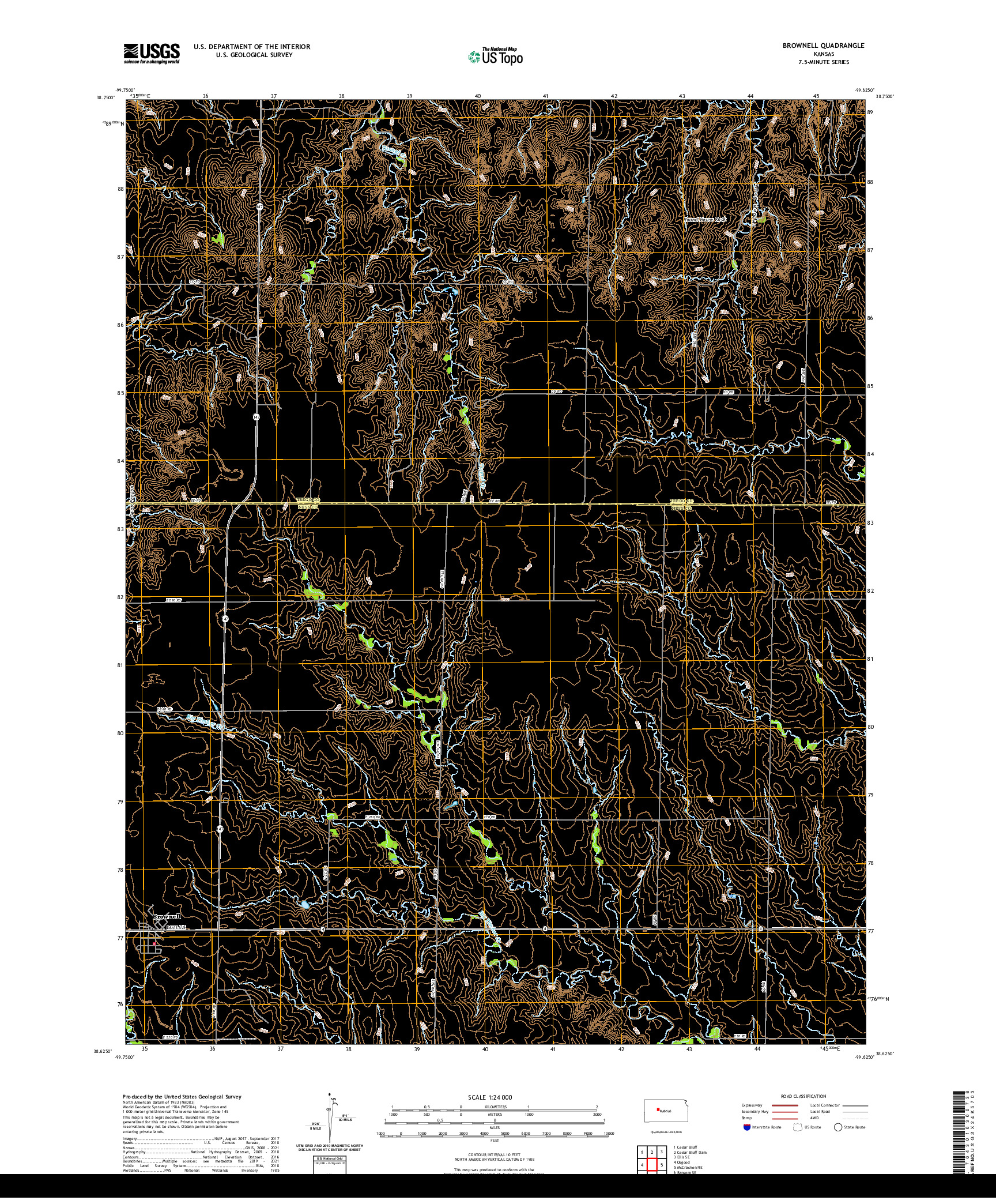 US TOPO 7.5-MINUTE MAP FOR BROWNELL, KS