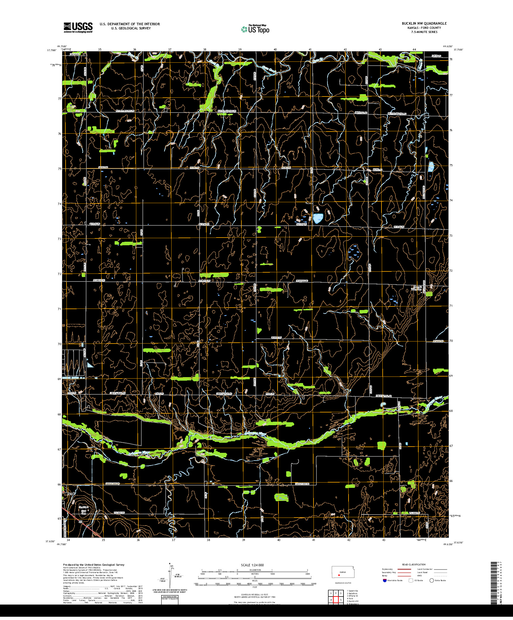 US TOPO 7.5-MINUTE MAP FOR BUCKLIN NW, KS