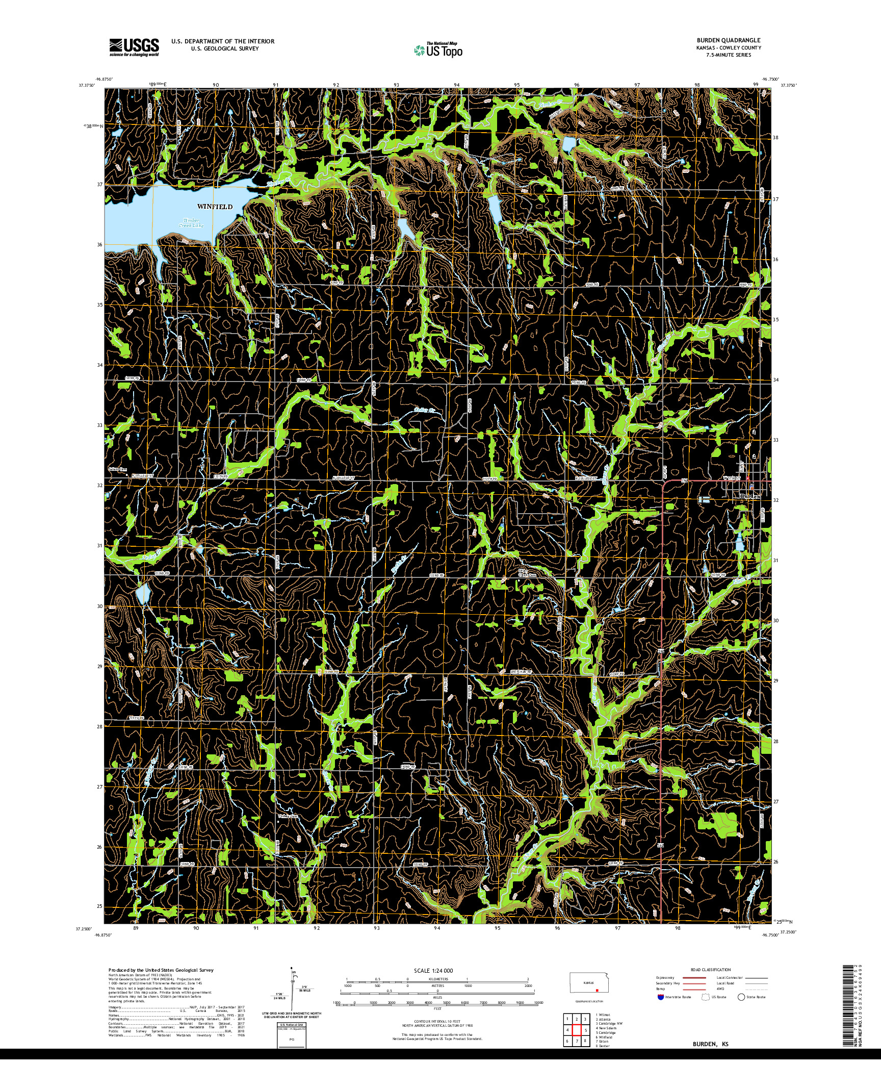 US TOPO 7.5-MINUTE MAP FOR BURDEN, KS