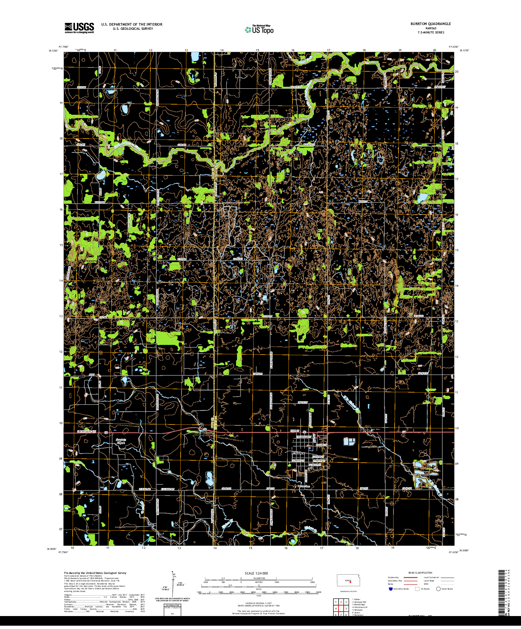 US TOPO 7.5-MINUTE MAP FOR BURRTON, KS