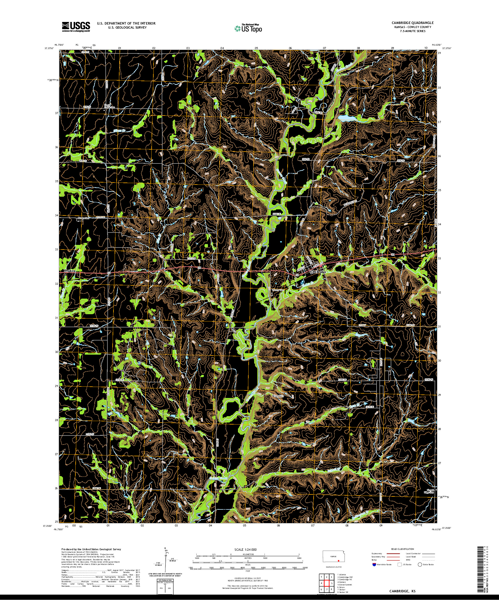 US TOPO 7.5-MINUTE MAP FOR CAMBRIDGE, KS