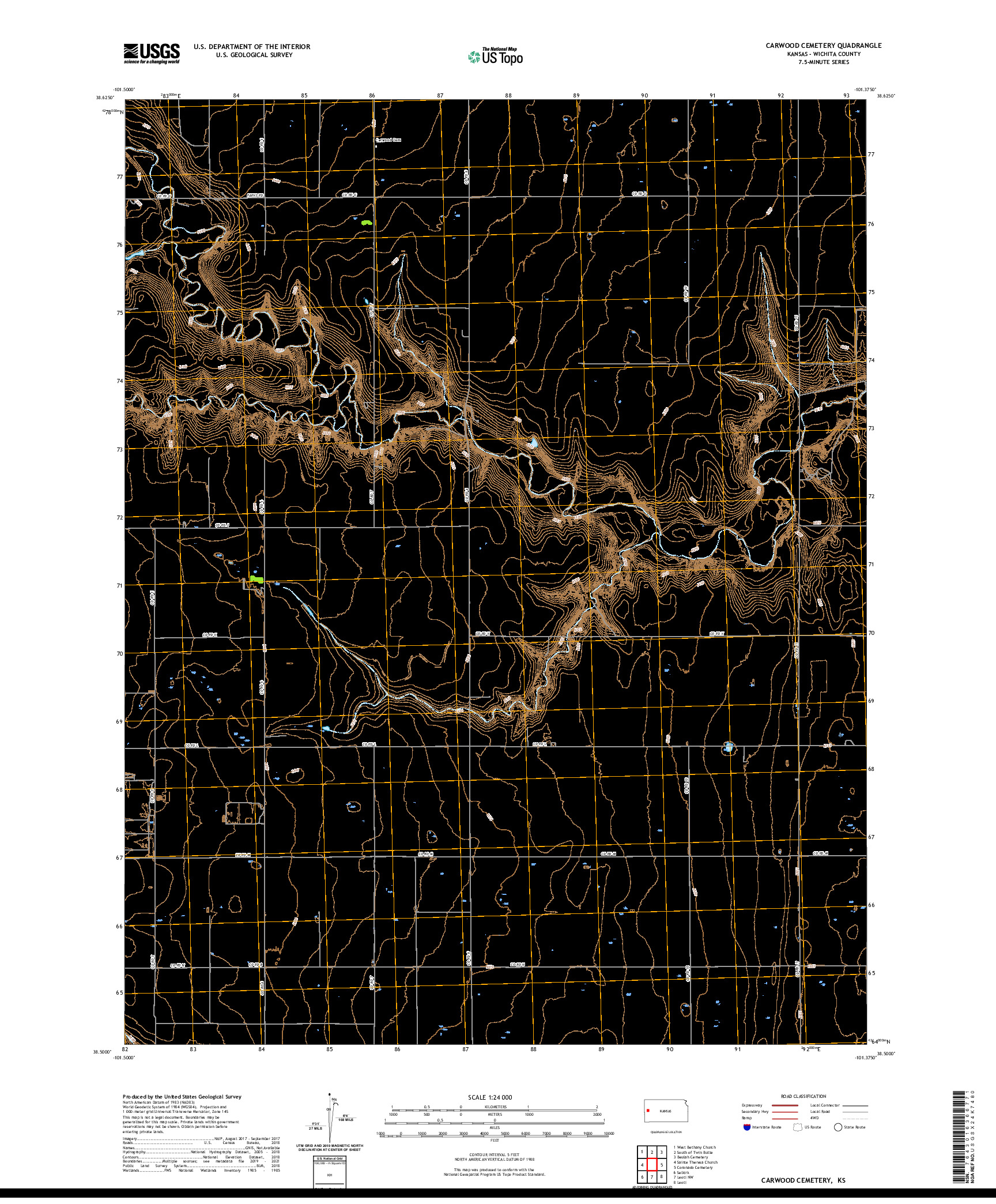 US TOPO 7.5-MINUTE MAP FOR CARWOOD CEMETERY, KS