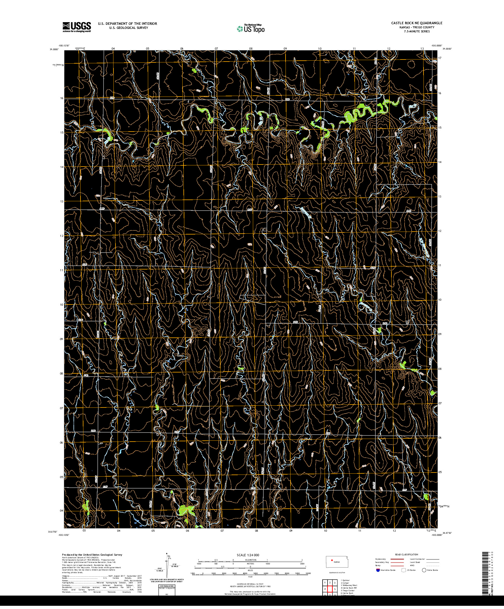 US TOPO 7.5-MINUTE MAP FOR CASTLE ROCK NE, KS