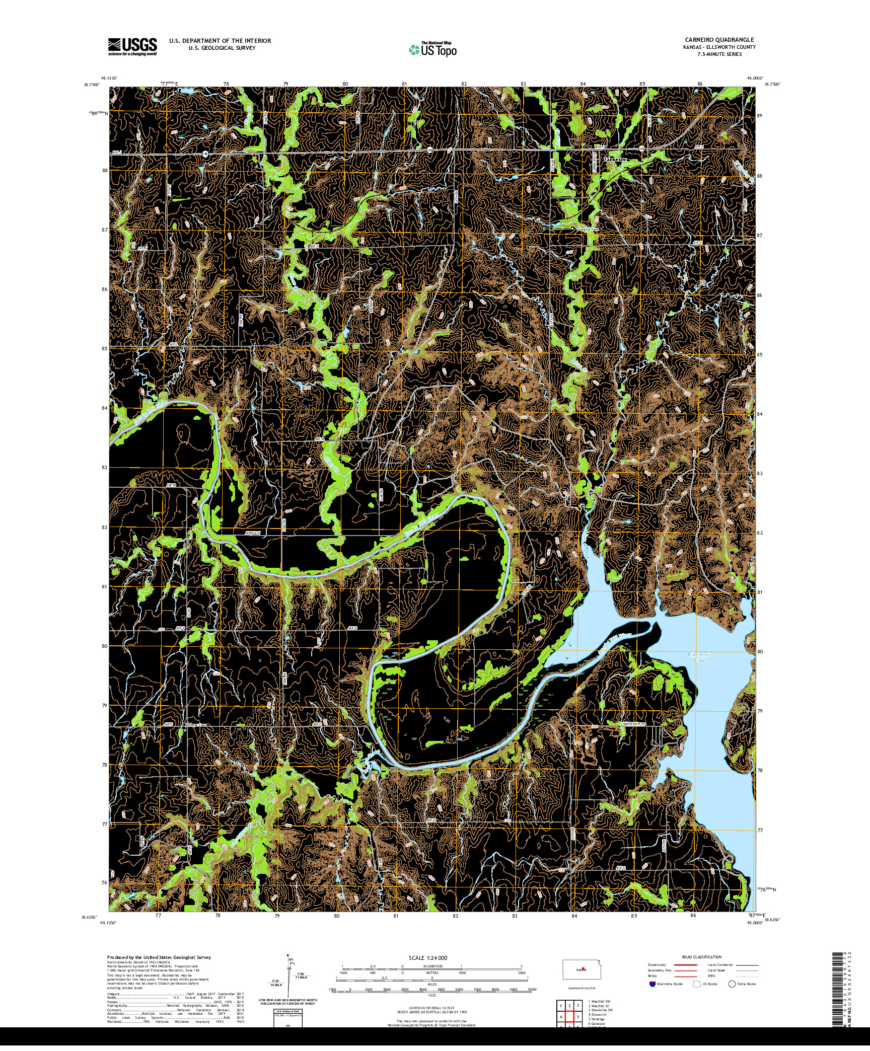 US TOPO 7.5-MINUTE MAP FOR CARNEIRO, KS