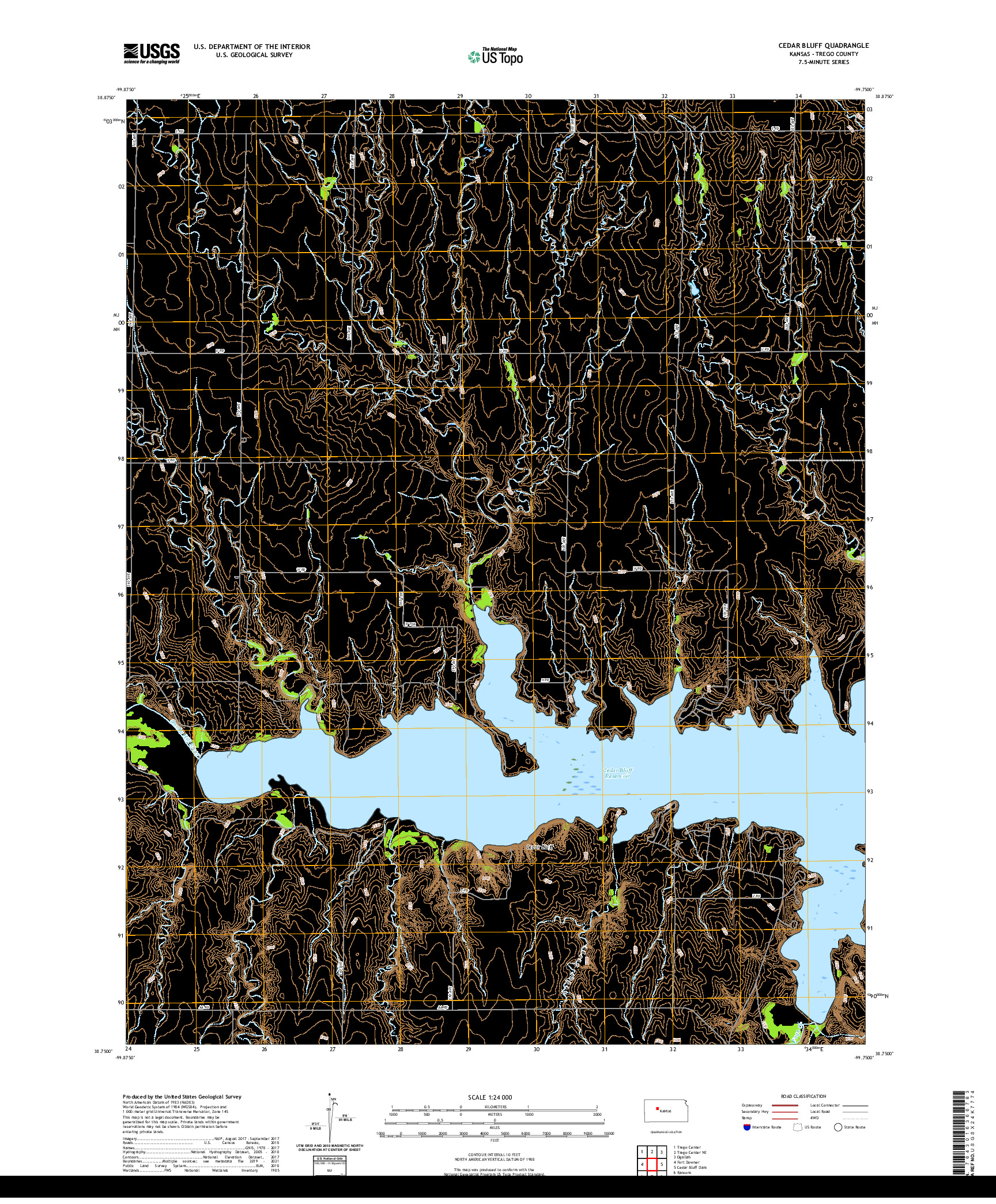 US TOPO 7.5-MINUTE MAP FOR CEDAR BLUFF, KS