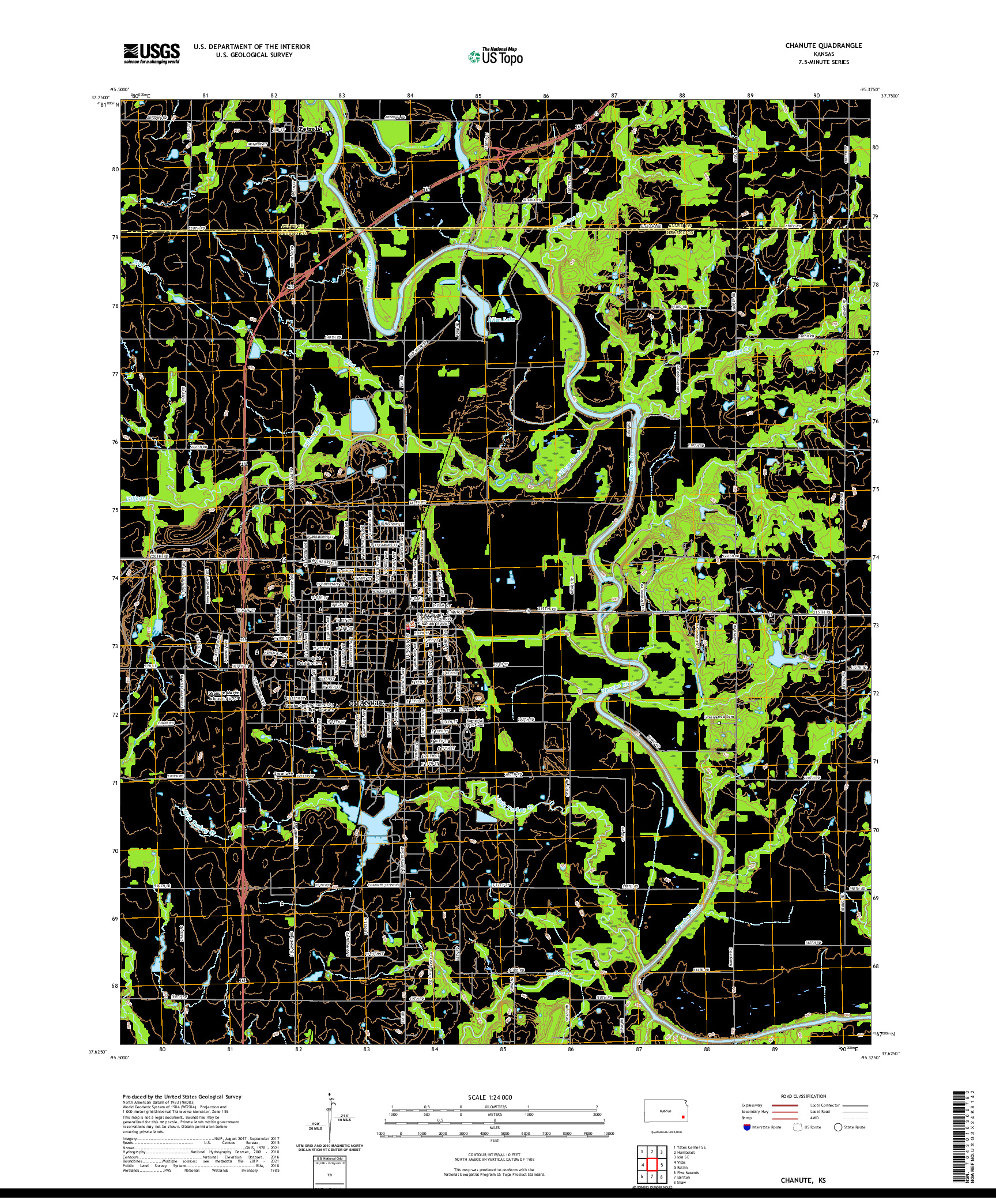 US TOPO 7.5-MINUTE MAP FOR CHANUTE, KS