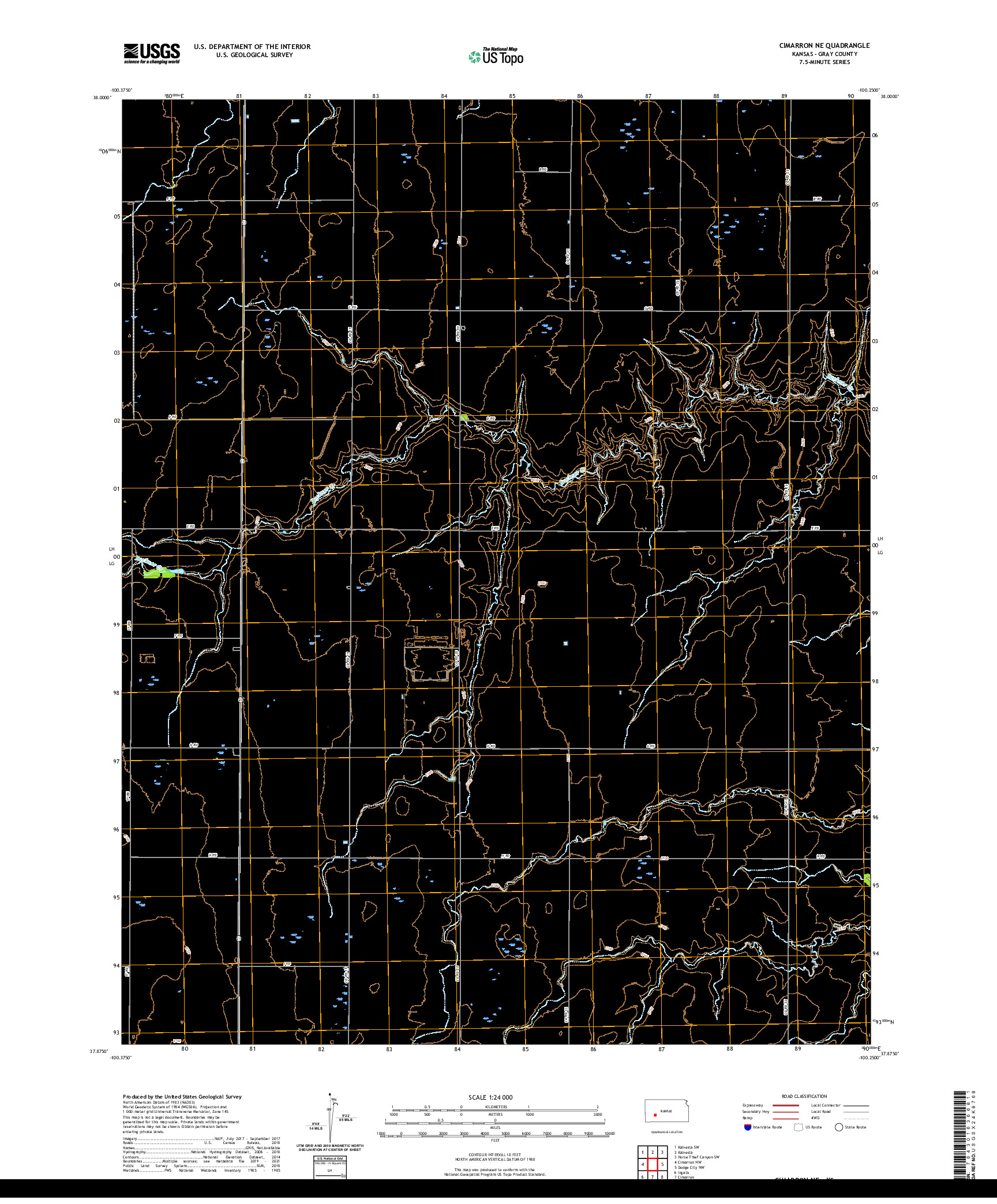 US TOPO 7.5-MINUTE MAP FOR CIMARRON NE, KS