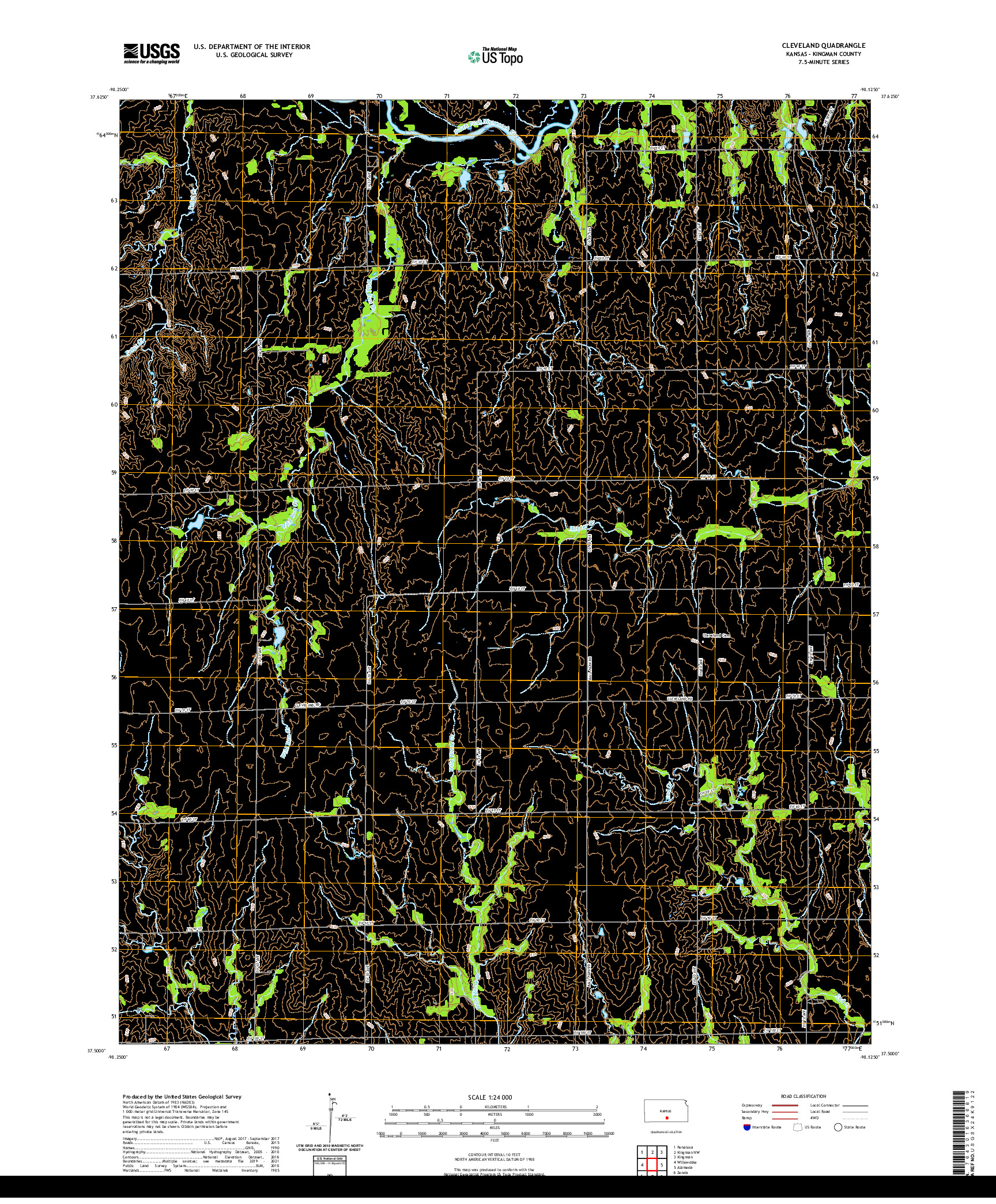 US TOPO 7.5-MINUTE MAP FOR CLEVELAND, KS