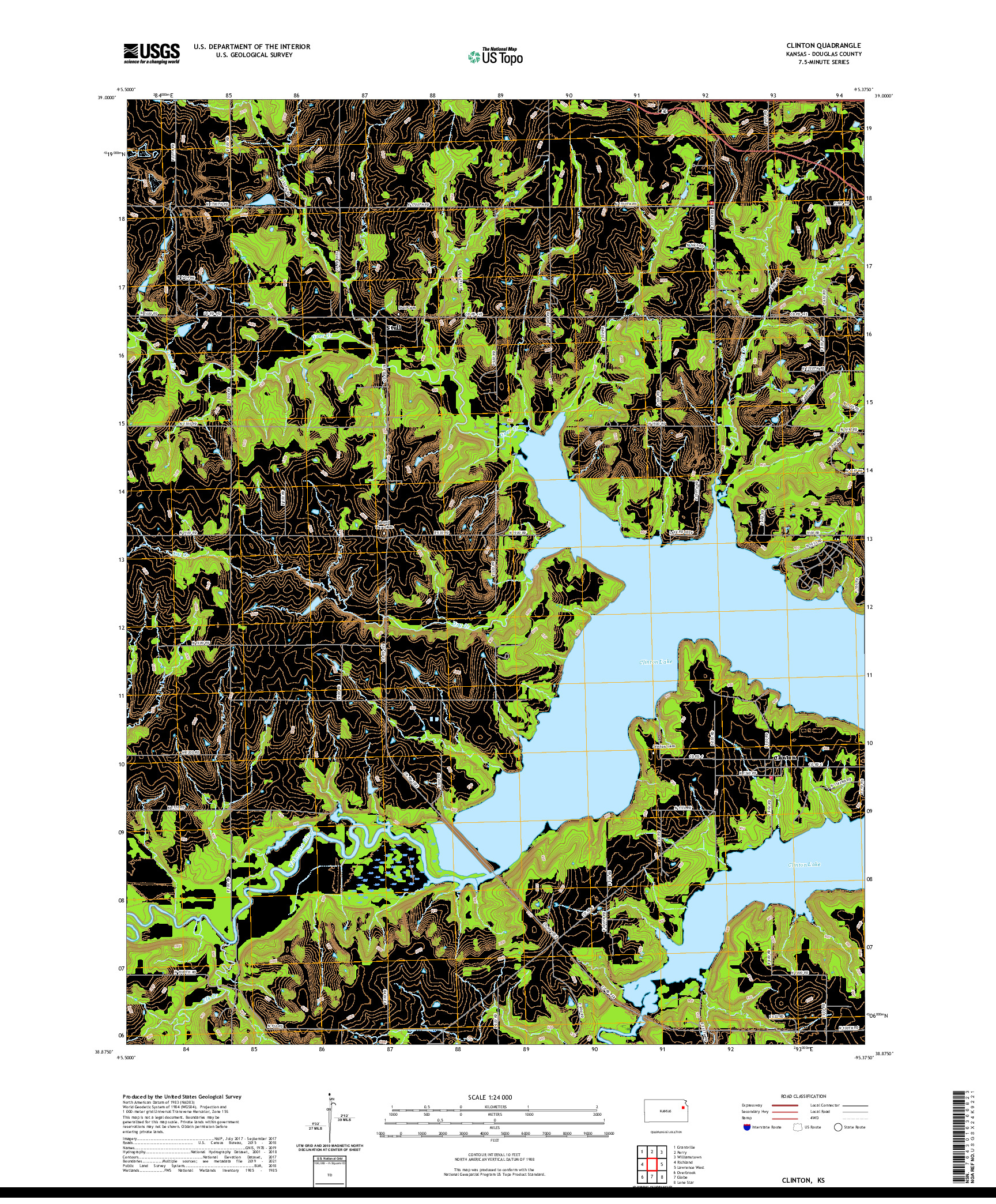 US TOPO 7.5-MINUTE MAP FOR CLINTON, KS