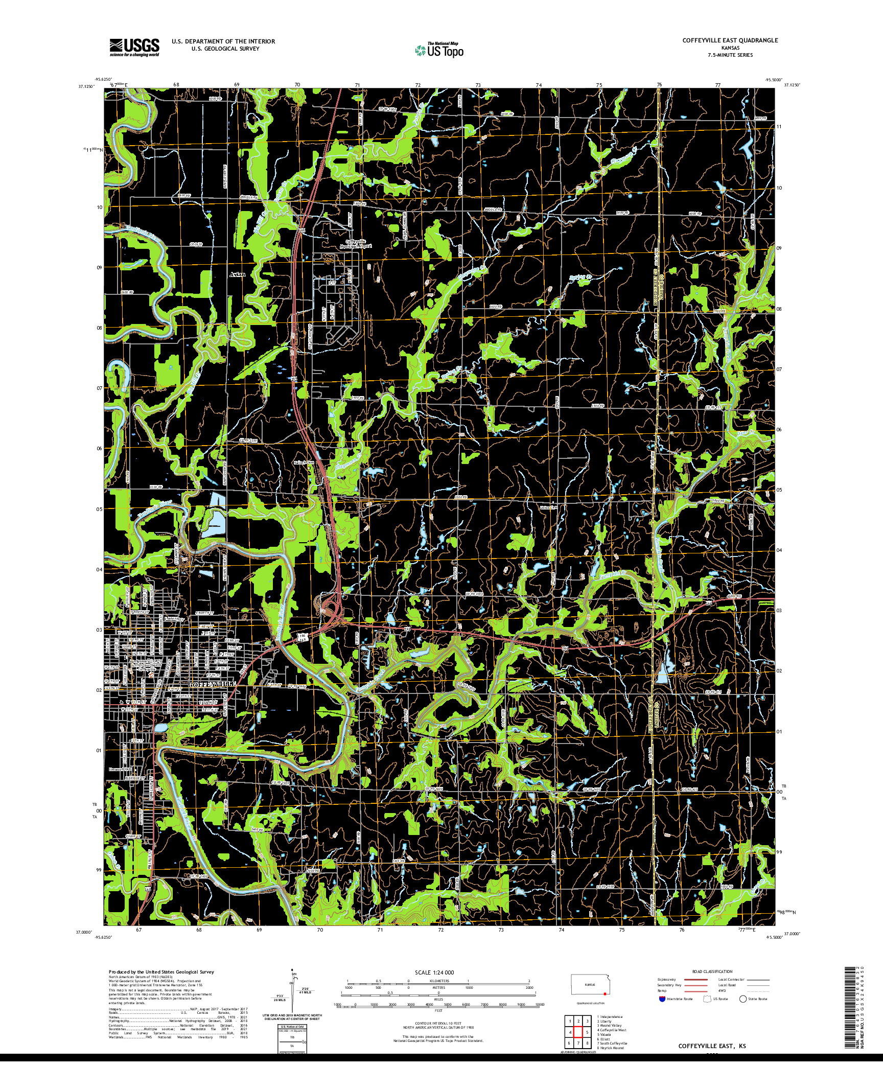 US TOPO 7.5-MINUTE MAP FOR COFFEYVILLE EAST, KS