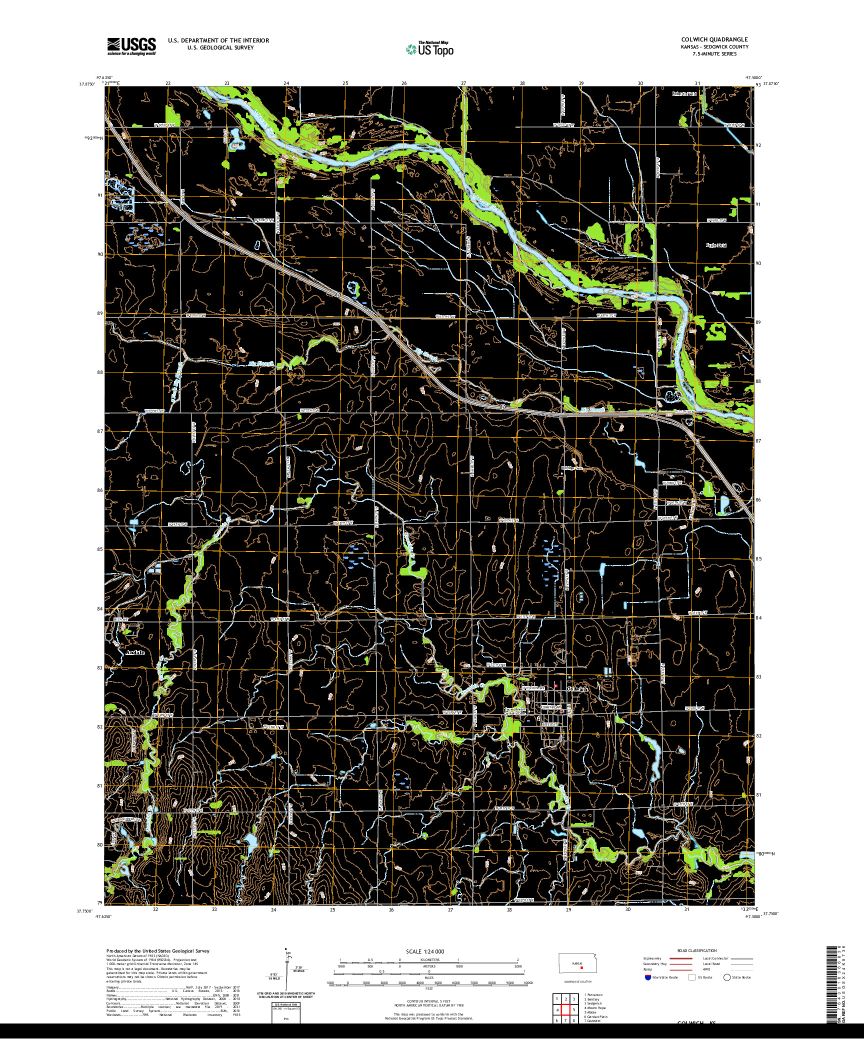 US TOPO 7.5-MINUTE MAP FOR COLWICH, KS