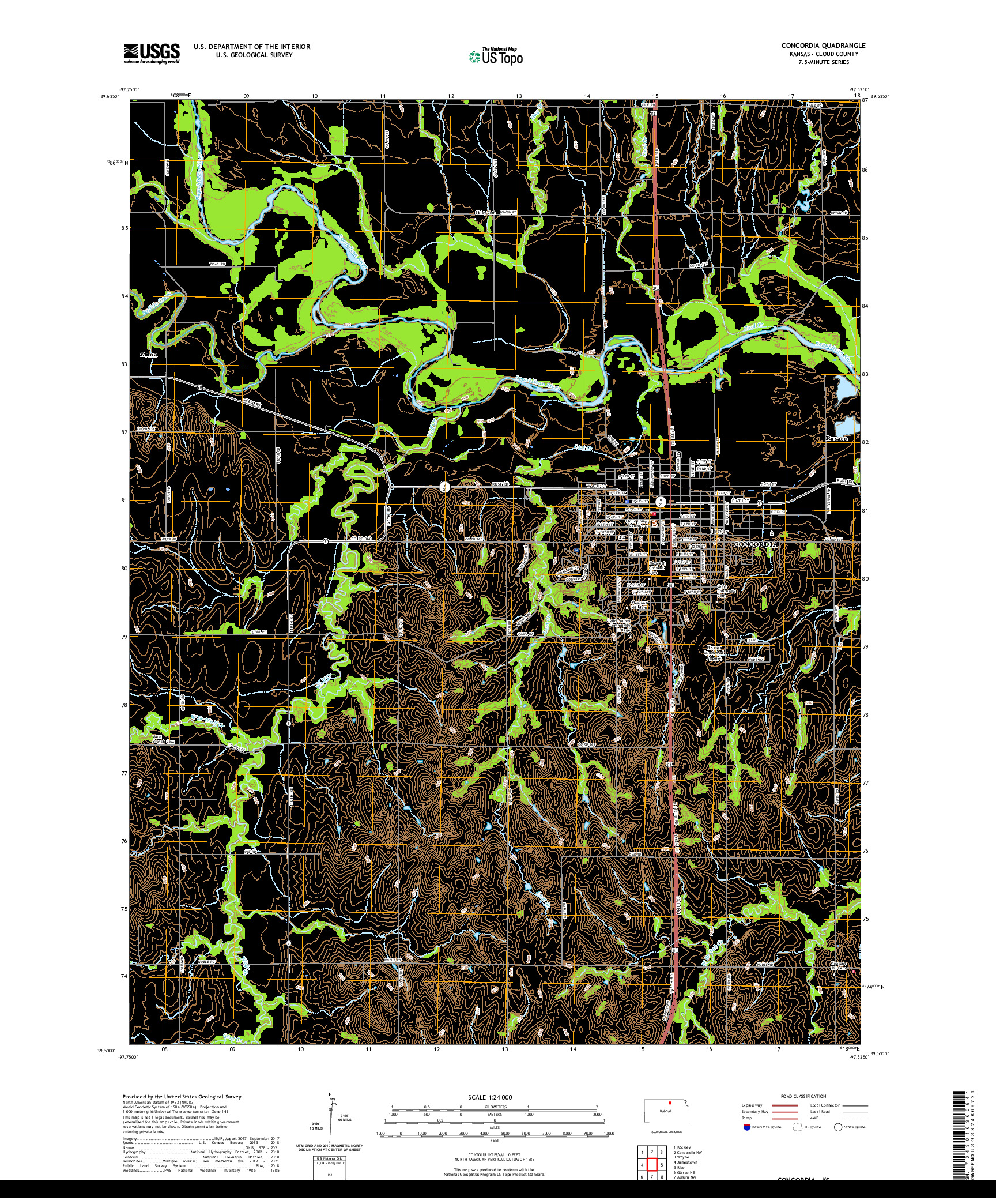 US TOPO 7.5-MINUTE MAP FOR CONCORDIA, KS