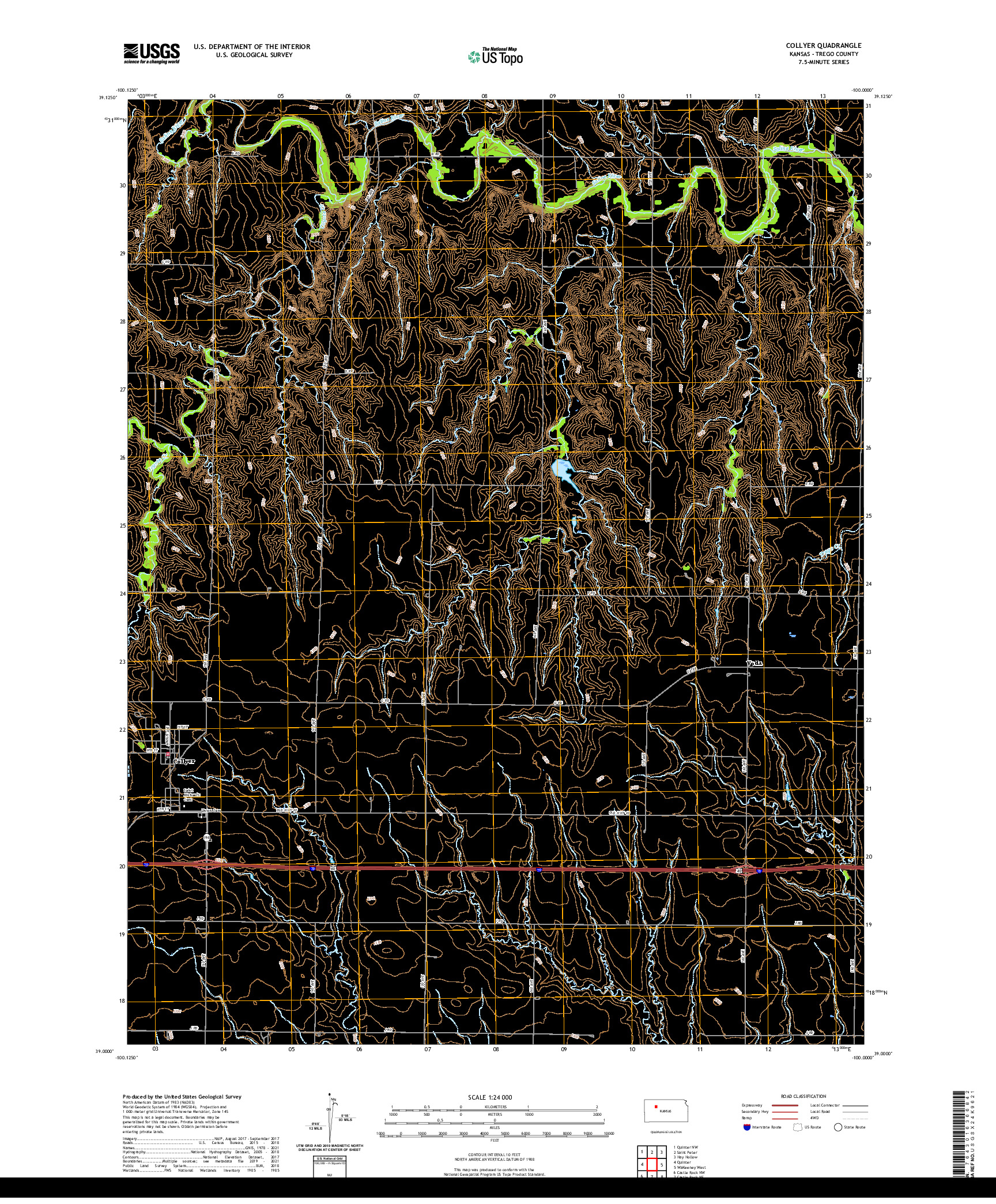 US TOPO 7.5-MINUTE MAP FOR COLLYER, KS