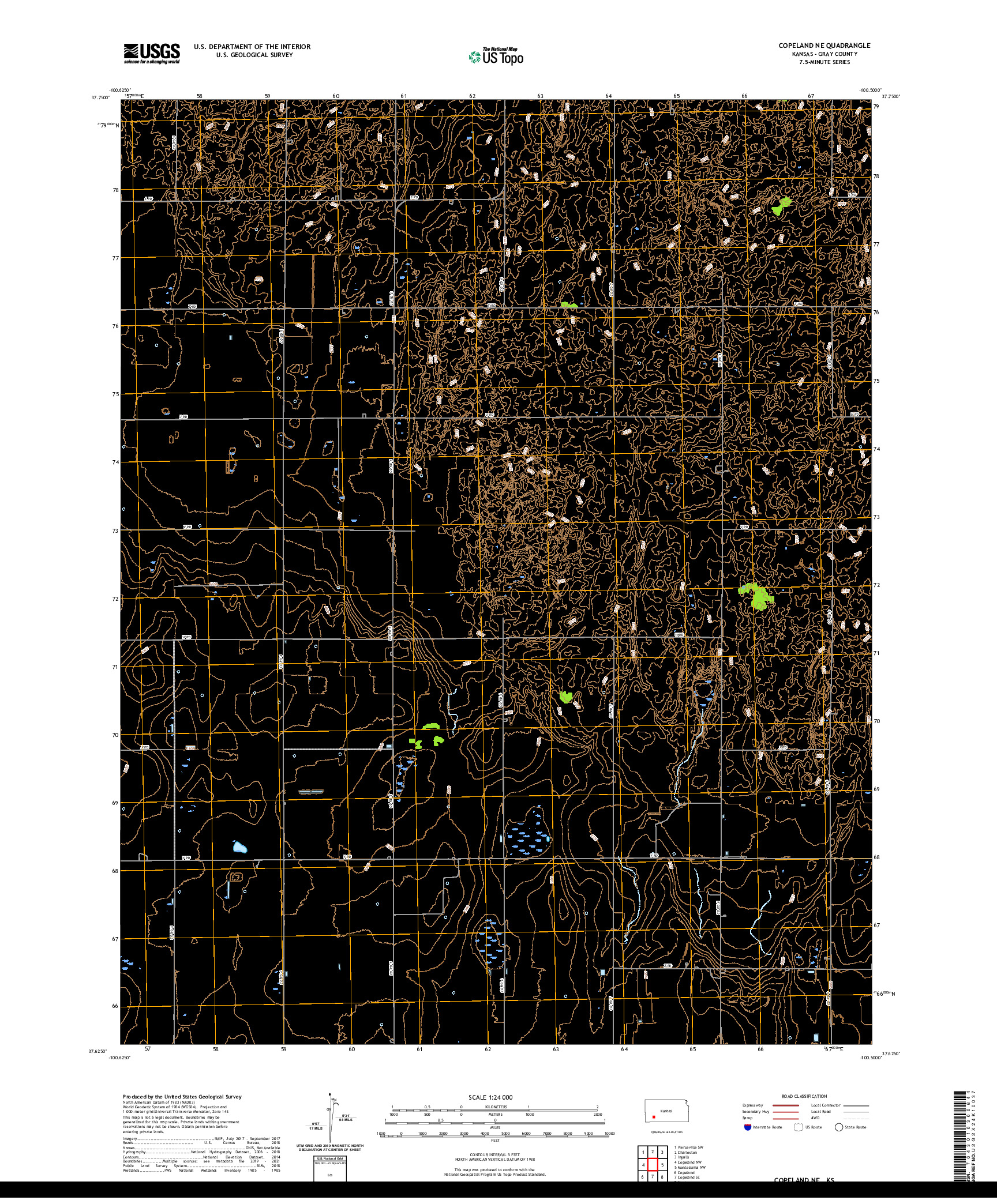 US TOPO 7.5-MINUTE MAP FOR COPELAND NE, KS