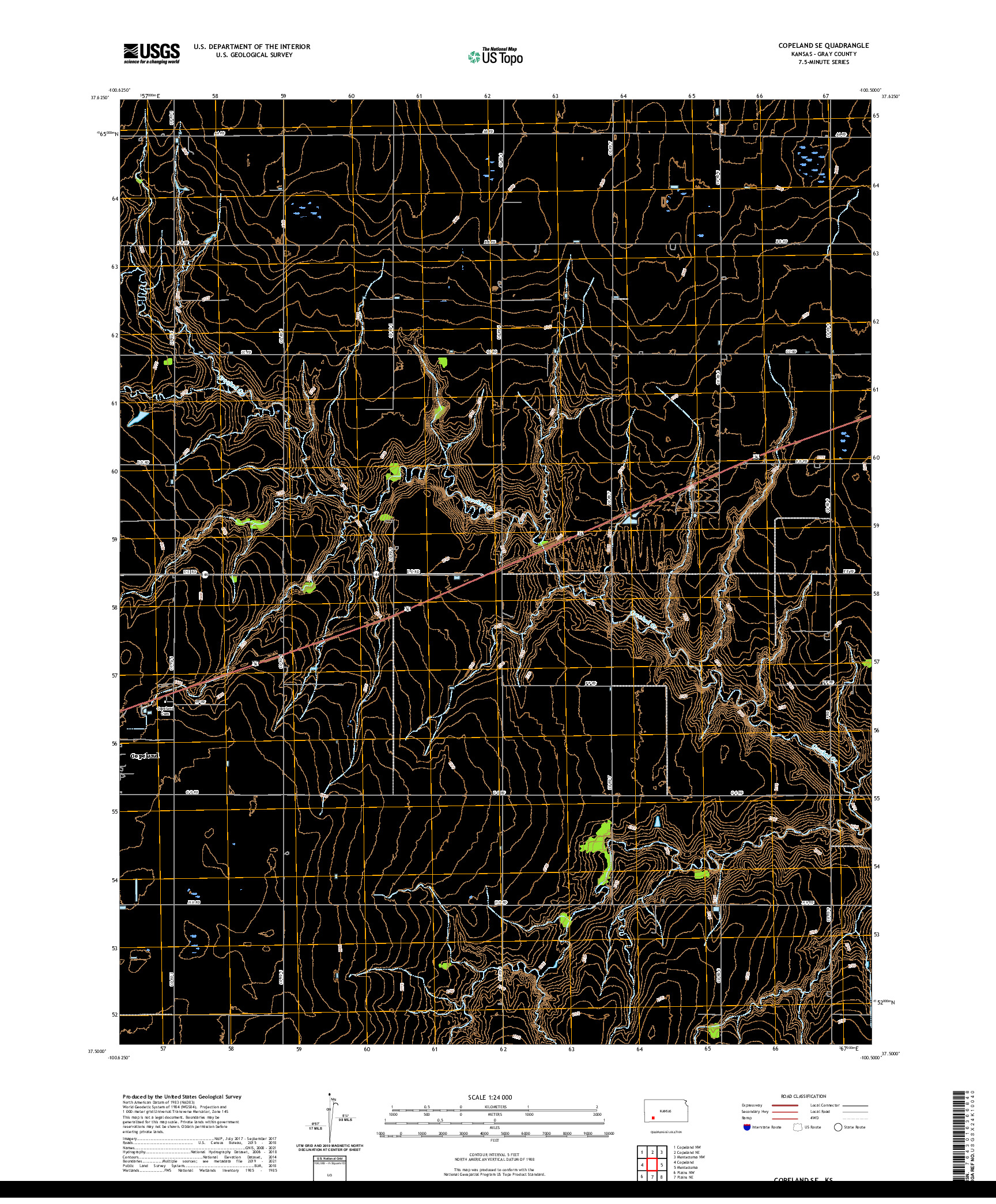 US TOPO 7.5-MINUTE MAP FOR COPELAND SE, KS