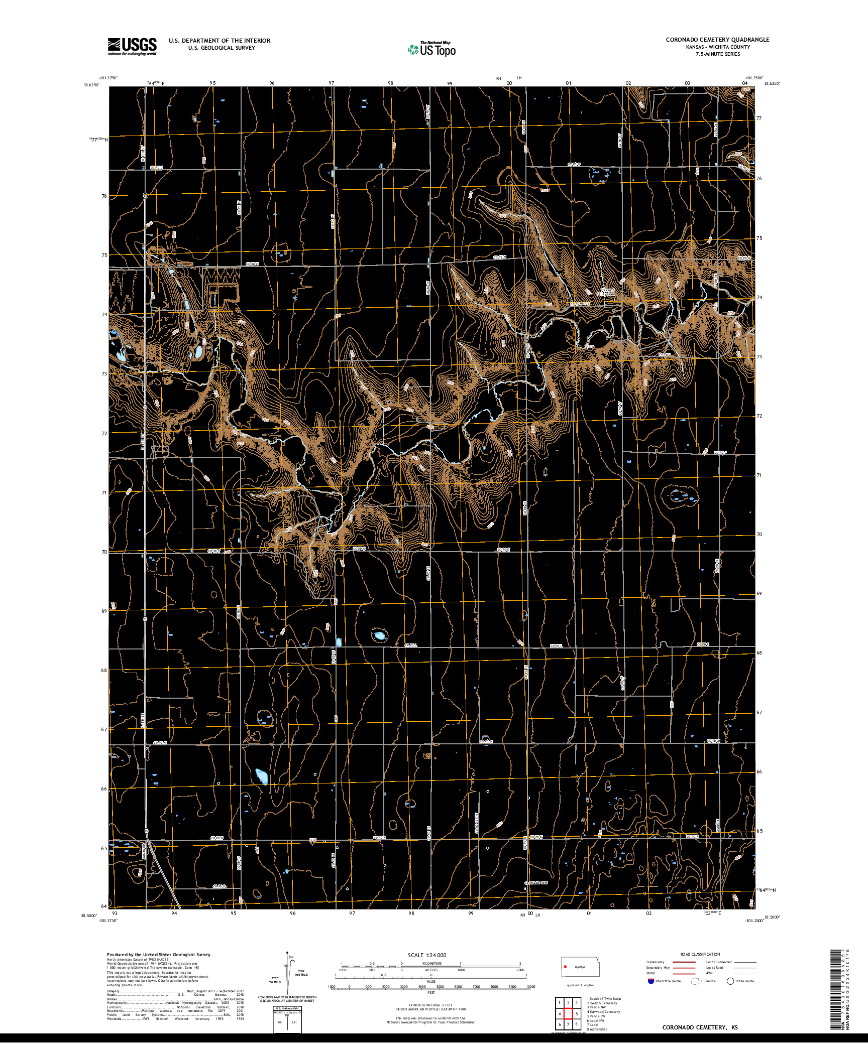 US TOPO 7.5-MINUTE MAP FOR CORONADO CEMETERY, KS