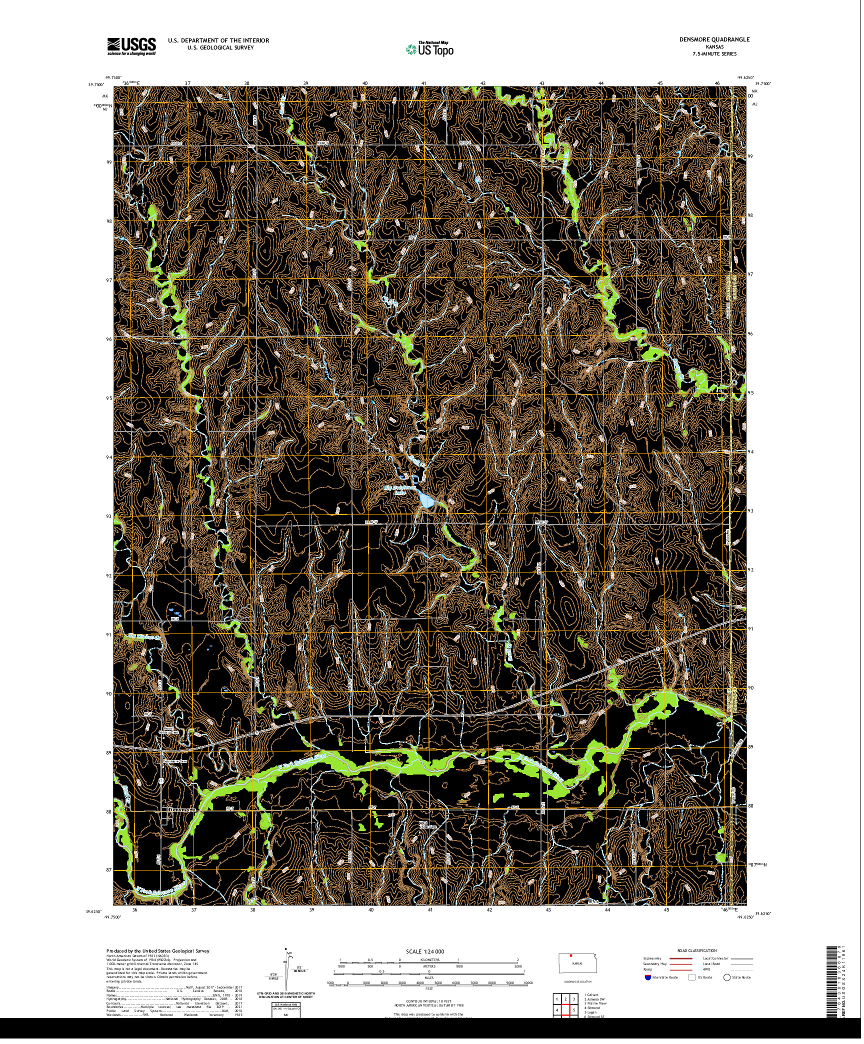 US TOPO 7.5-MINUTE MAP FOR DENSMORE, KS